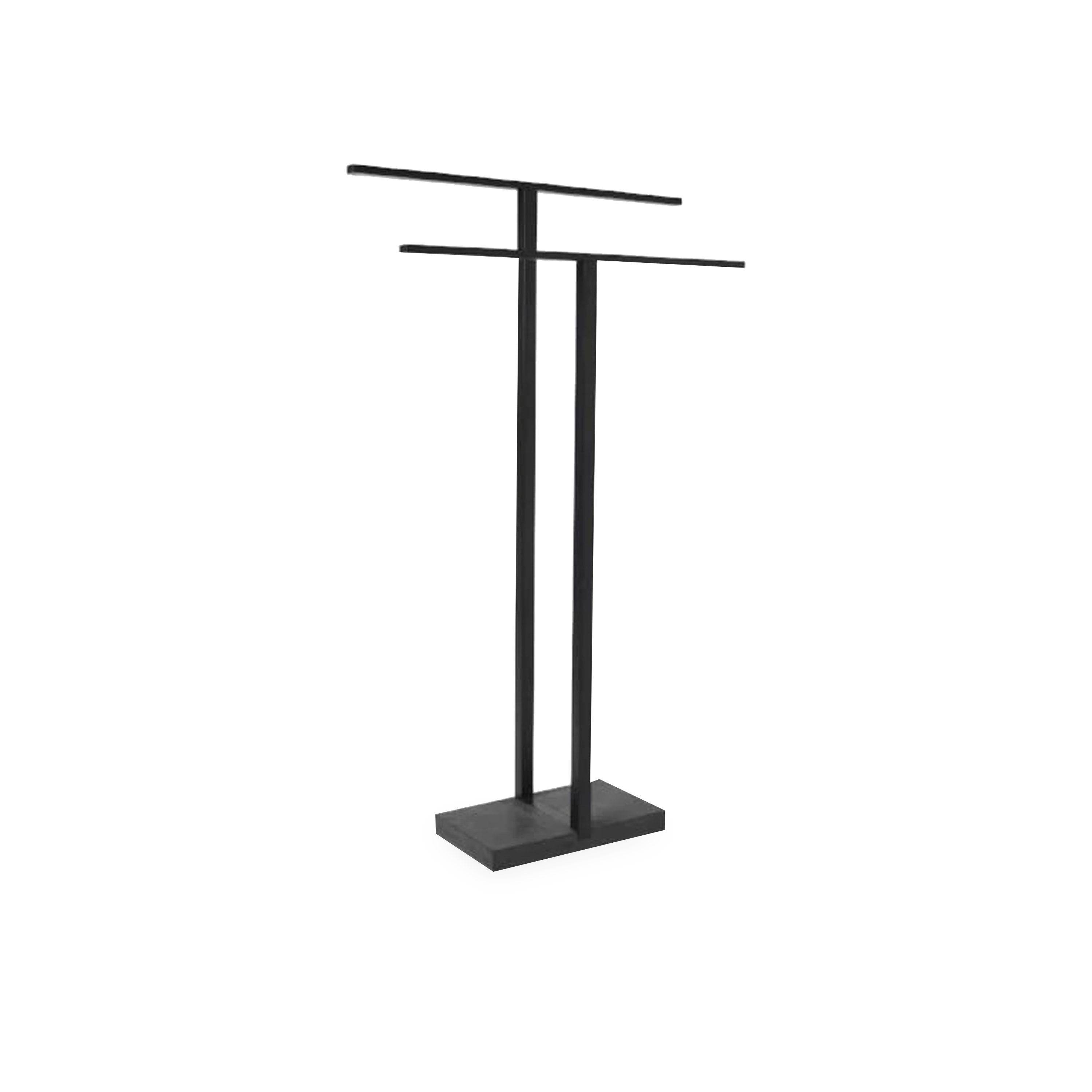 The Titanium Towel Stand is a beautiful way to hang bathroom towels without damaging walls.