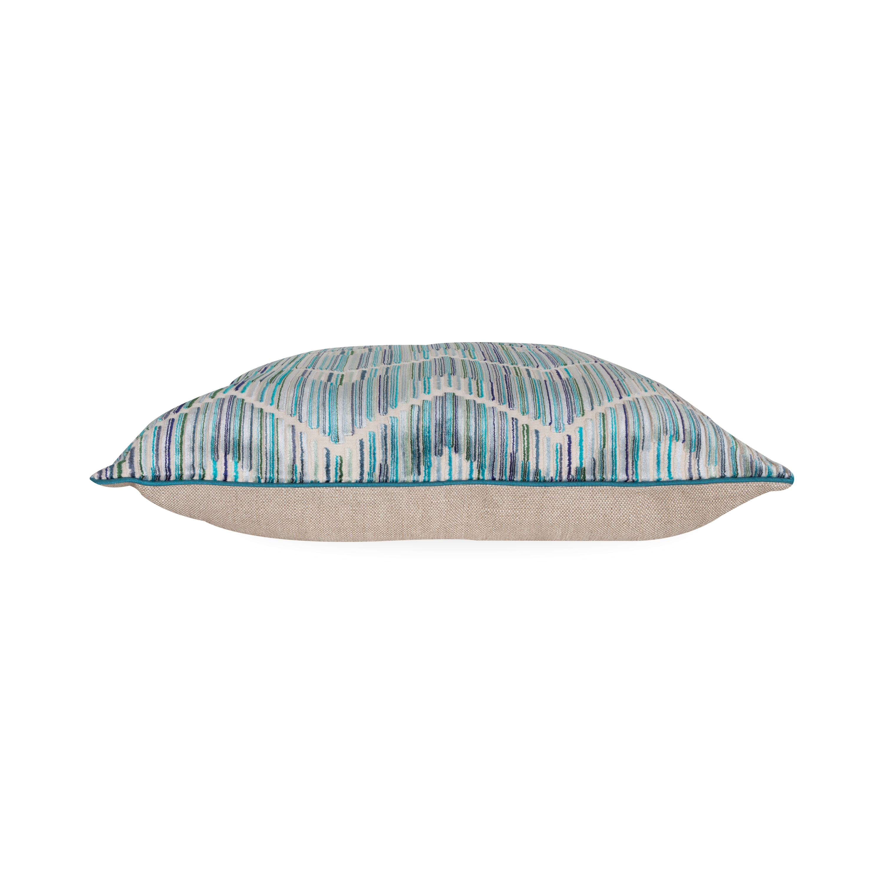 Defined by its expressive use of forms, the Velvet Zigzag Pillow uses a teal-green chevron pattern to offer a captivating and artistic element to your sofa or bed.