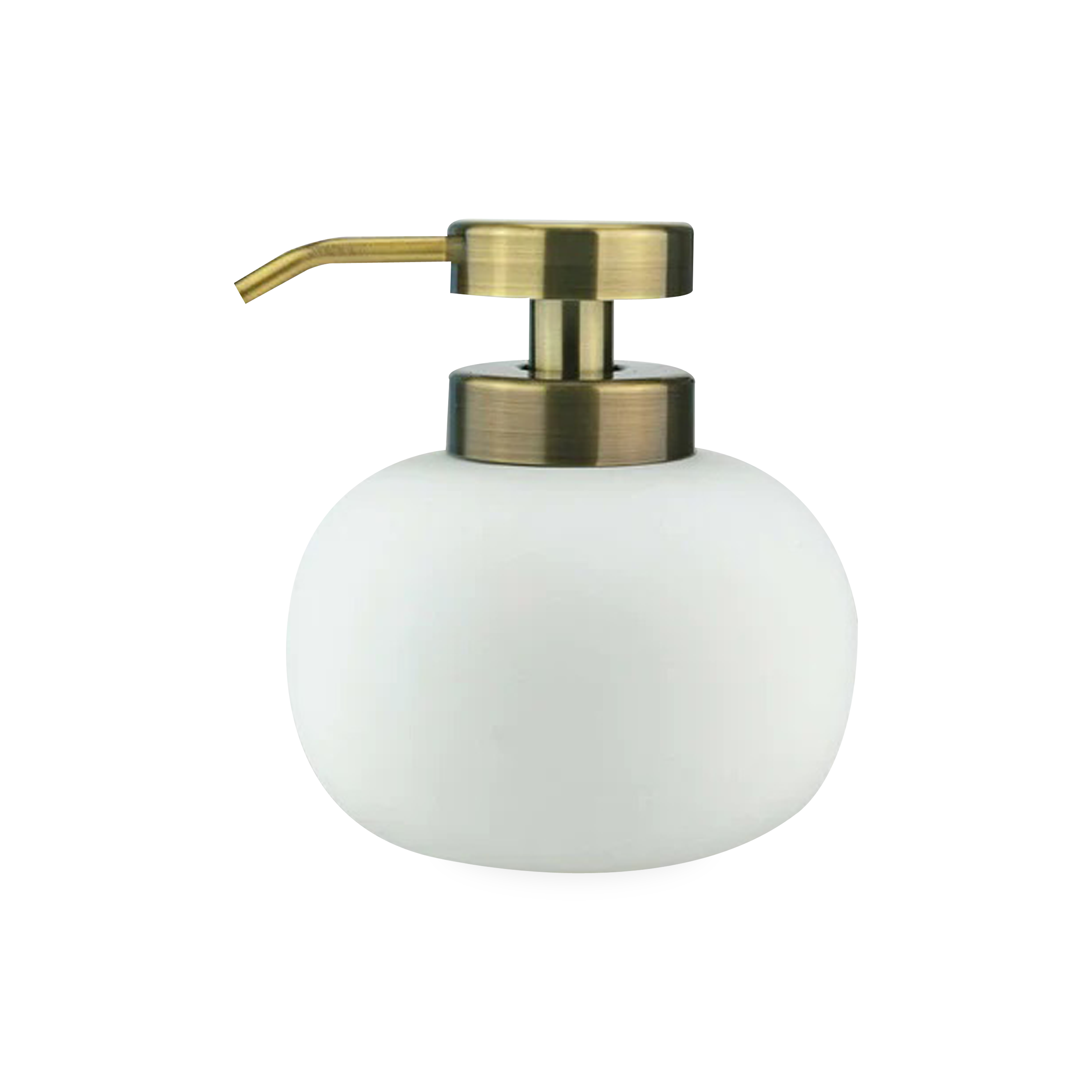 Using soft and organic forms, the Ceramic Rubber Dispenser is made of ceramics coated with a luxurious white rubber finish along with an antiqued gold finished pump.