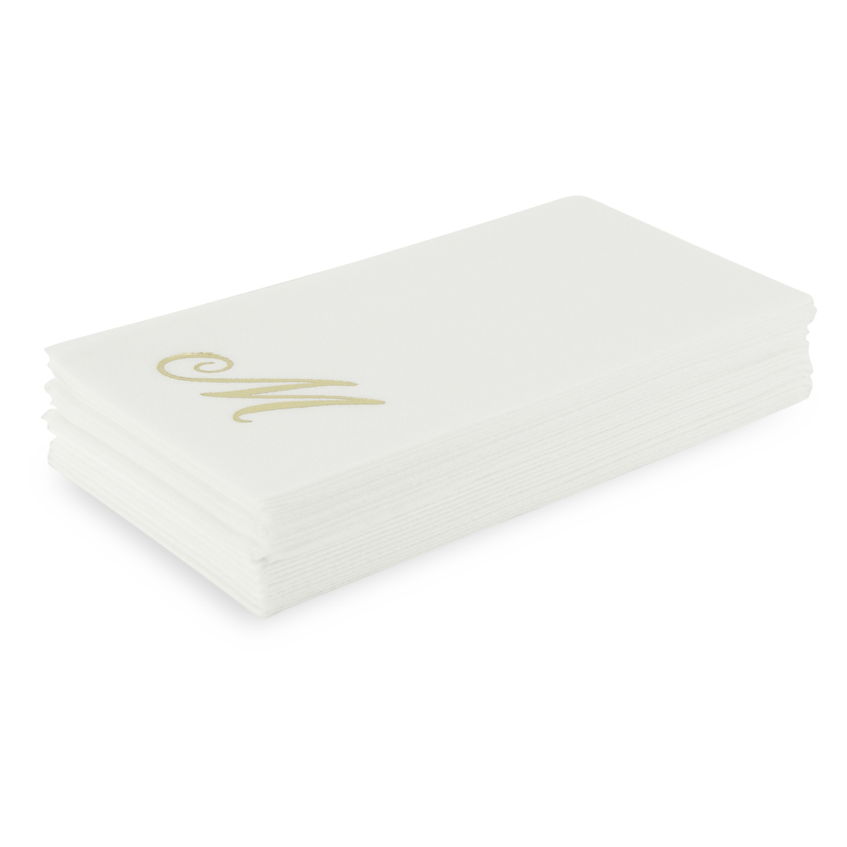 Customized guest towels that are made of paper but feel like fabric.