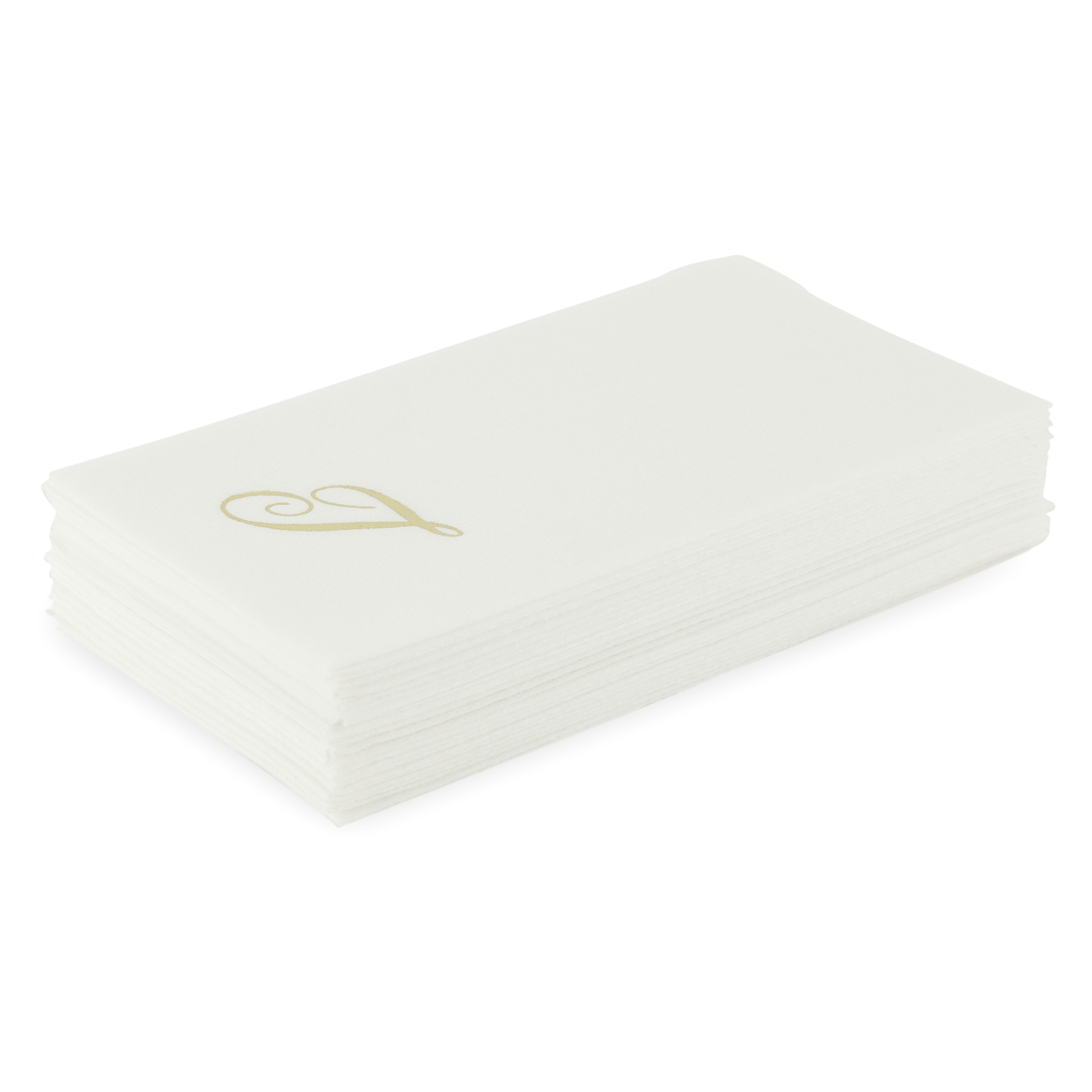 Customized guest towels that are made of paper but feel like fabric.