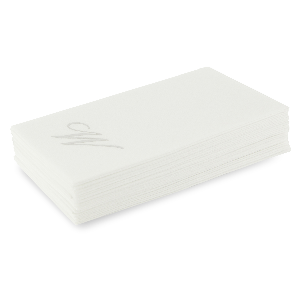 Customized guest towels that are made of paper but feel like fabric.