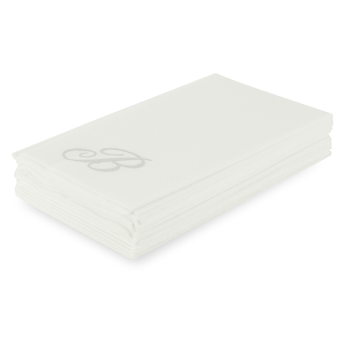 Customized guest towels that are made of paper that feels like fabric.