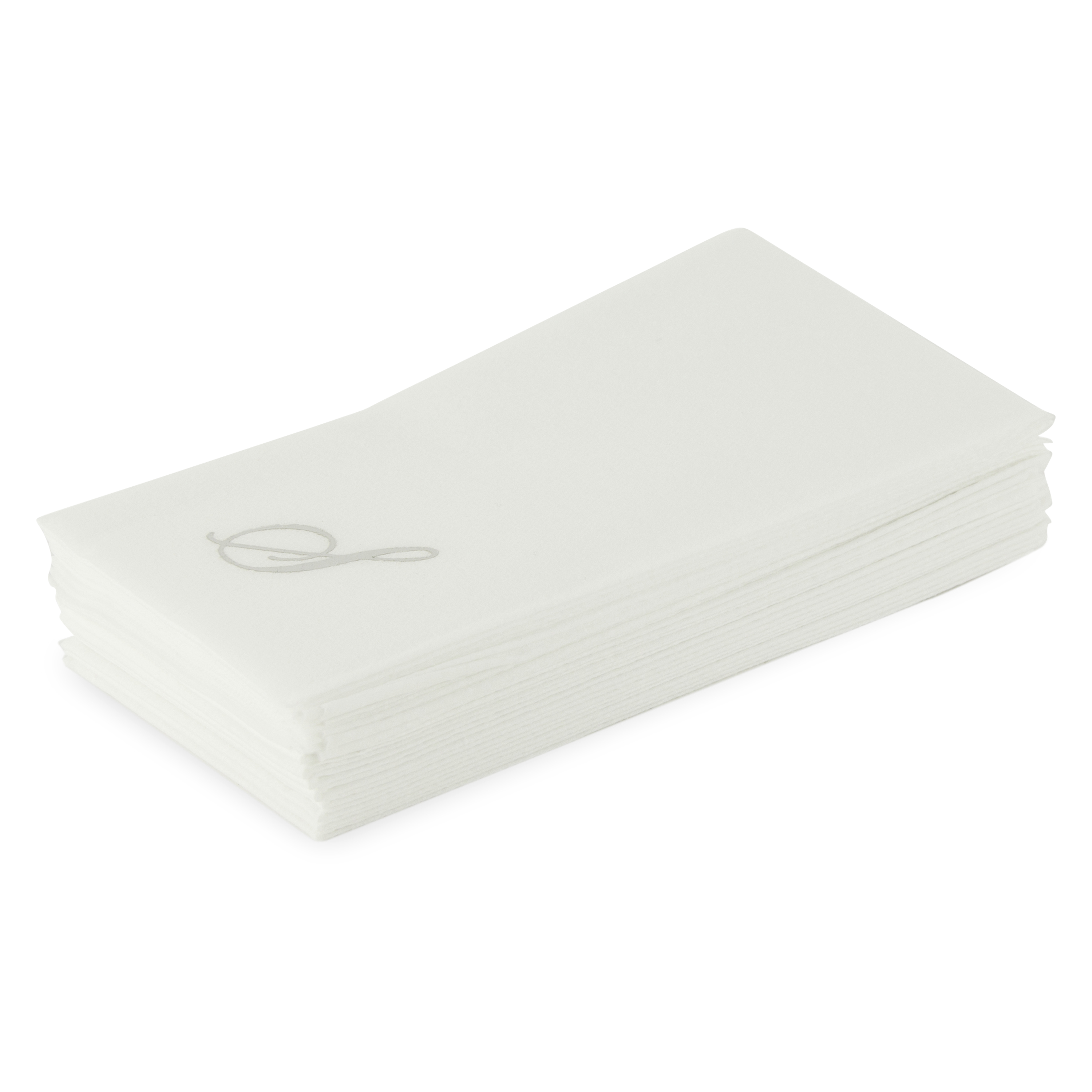 Customized guest towels that are made of paper that feels like fabric.