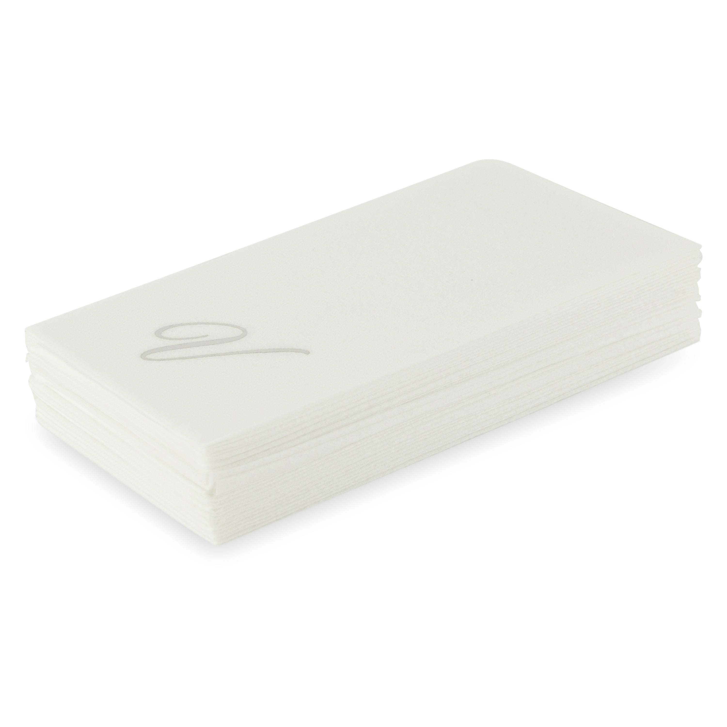 Customized guest towels that are made of paper that feels like fabric.