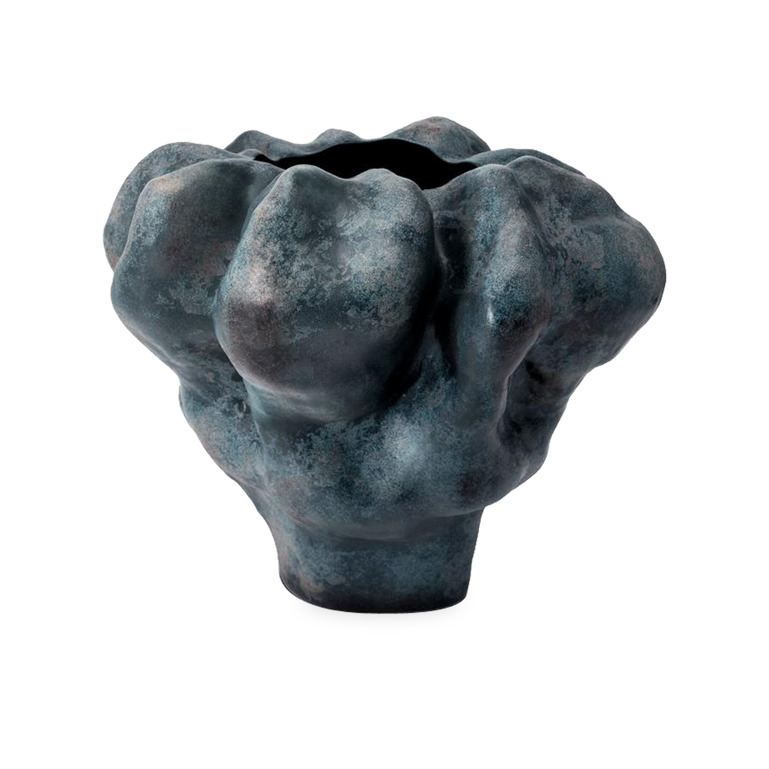 Avaricious in size and focusing on brilliantly unique forms, the Timna Vase features a midnight blue porcelain body with an ancient feel - inspired by the mineral tones of the eart