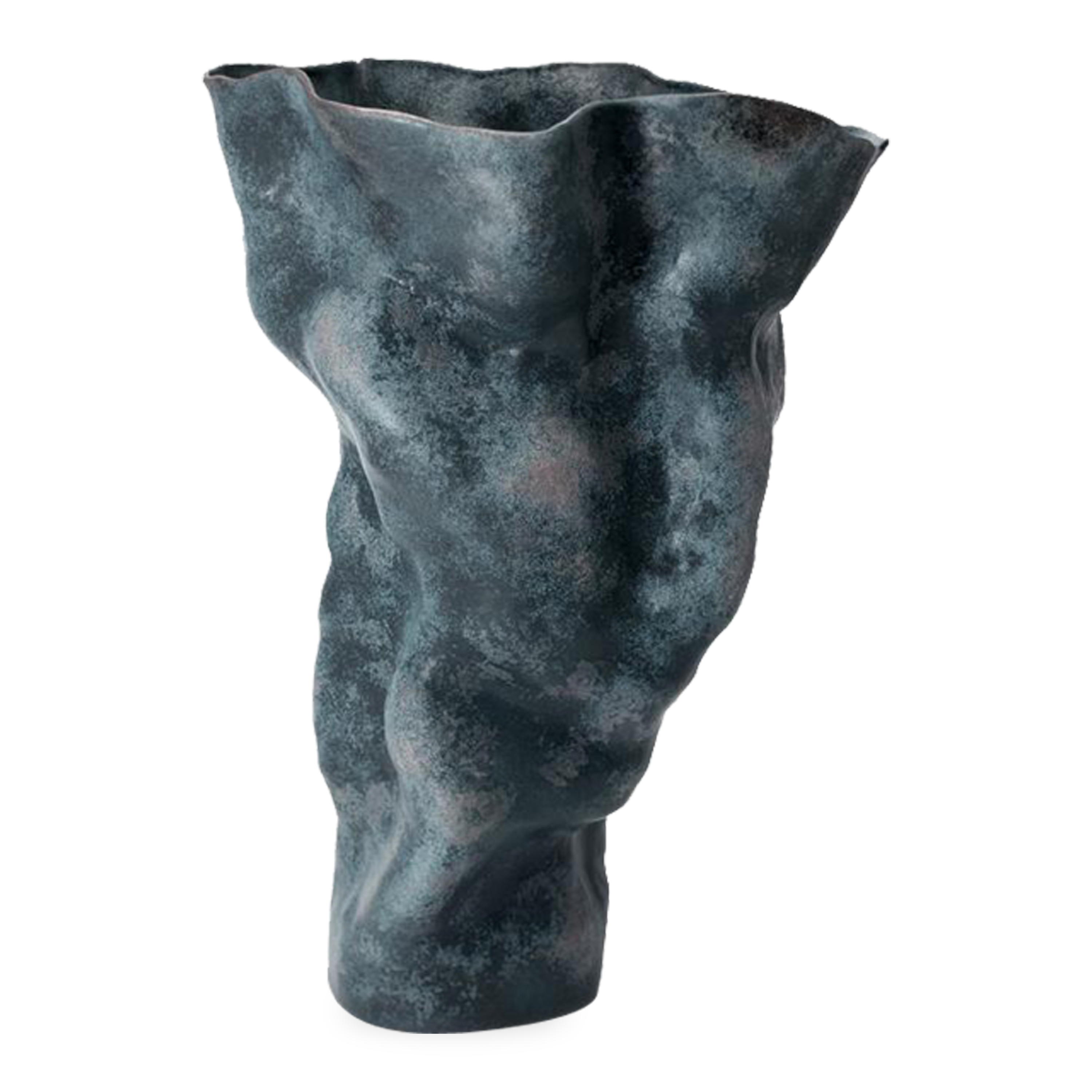 Avaricious in size and focusing on brilliantly unique forms, the Timna Vase features a midnight blue porcelain body with an ancient feel - inspired by the mineral tones of the eart