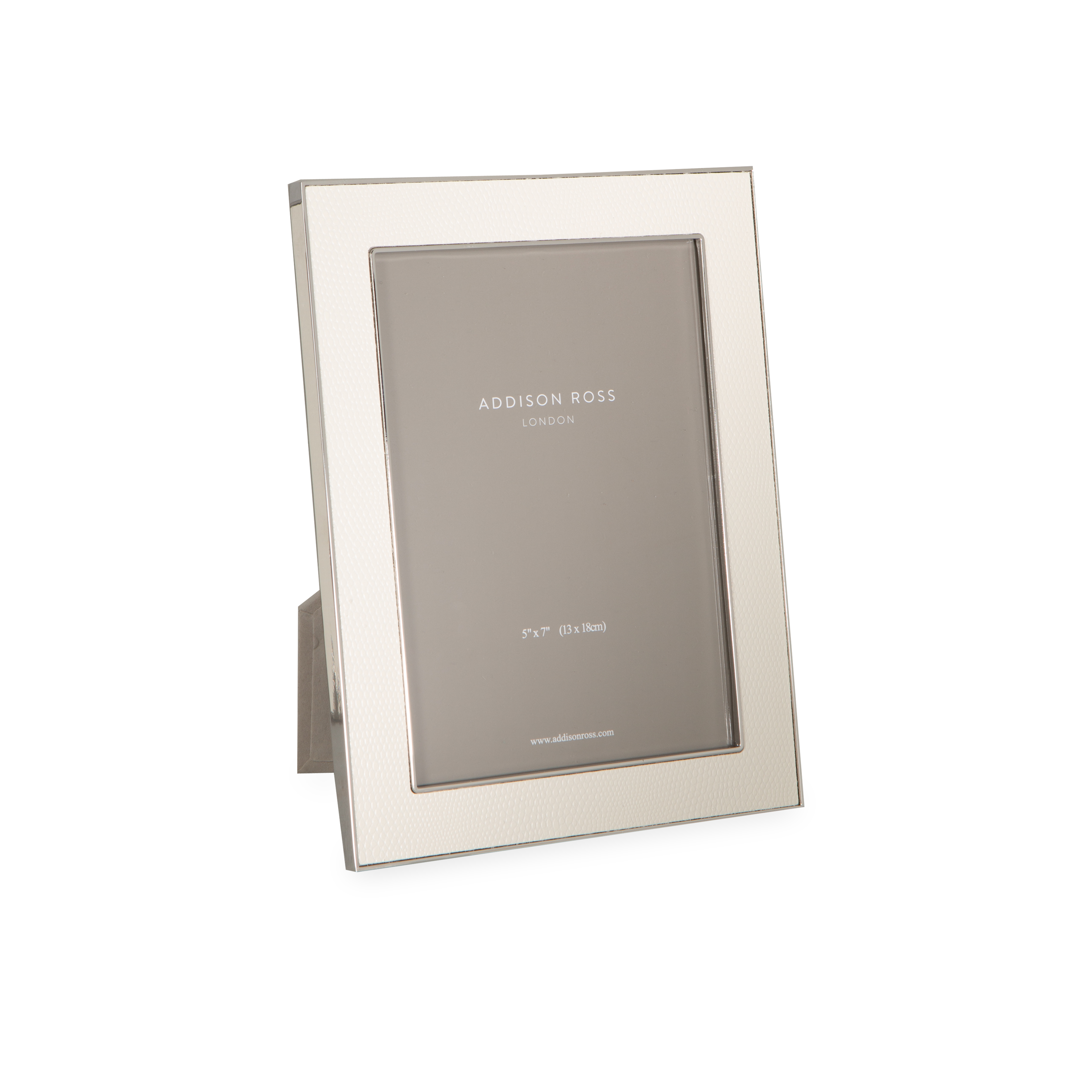 Bold and unique, this picture frame is made with faux white snake skin and silver and is backed with luxury velvet.