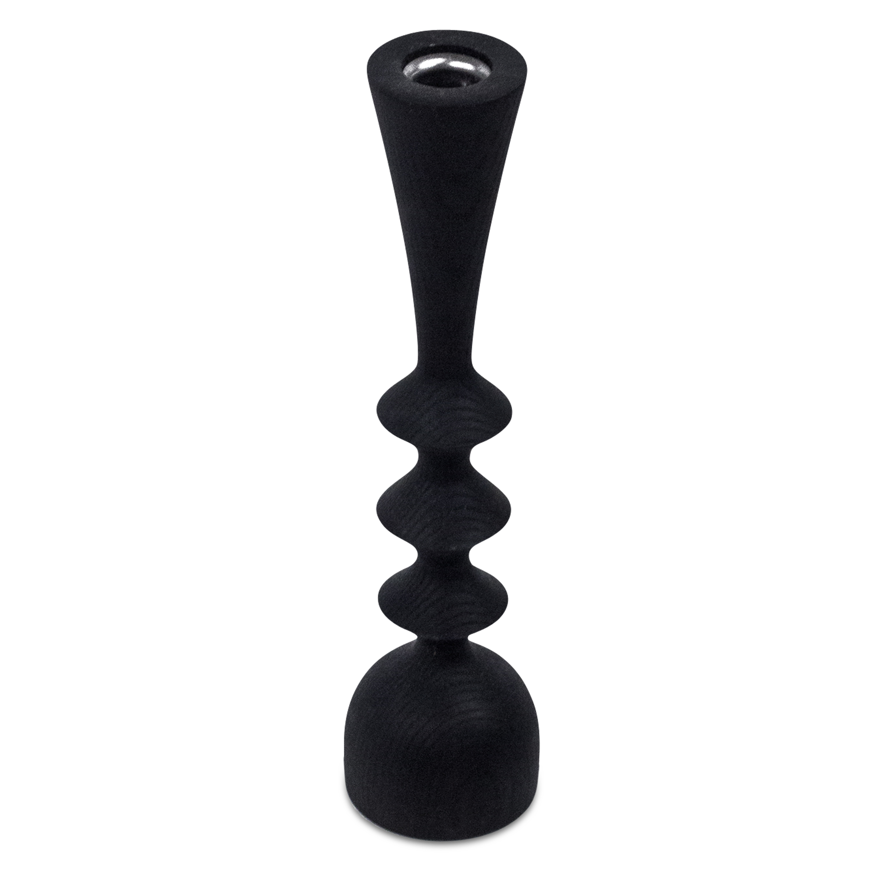 The Klara candleholder has a unique tribal feel in its ebonized ash appearance.