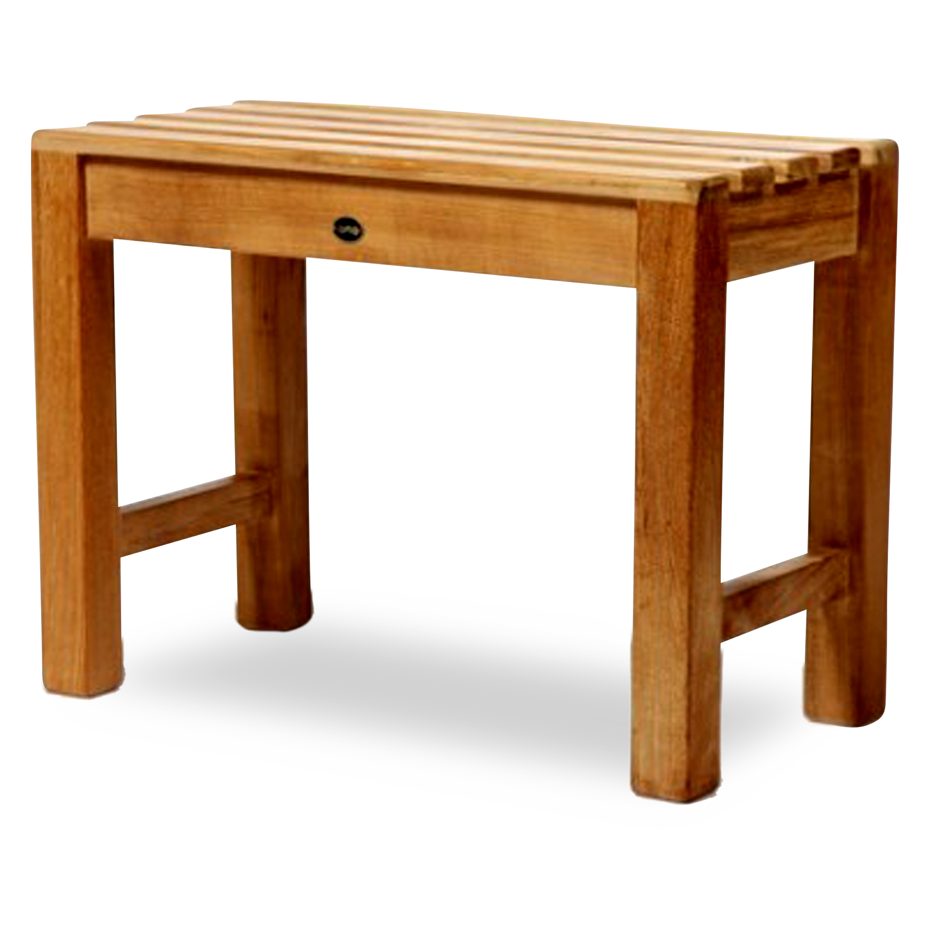 The Coach teak bench is perfect in the shower.