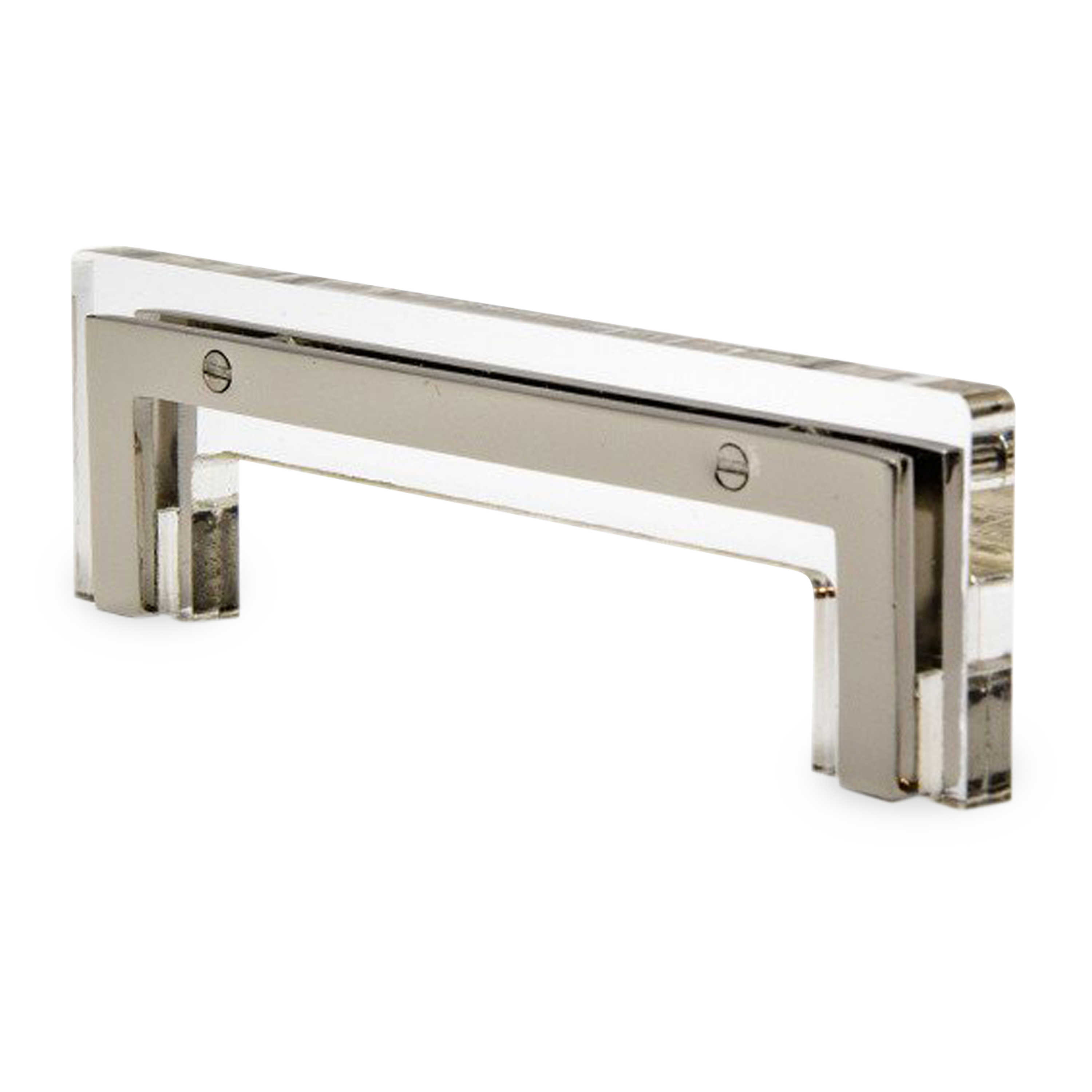 The Transparency Pull is a brass and acrylic handle that adds a bit of sparkle to case goods and cabinetry.