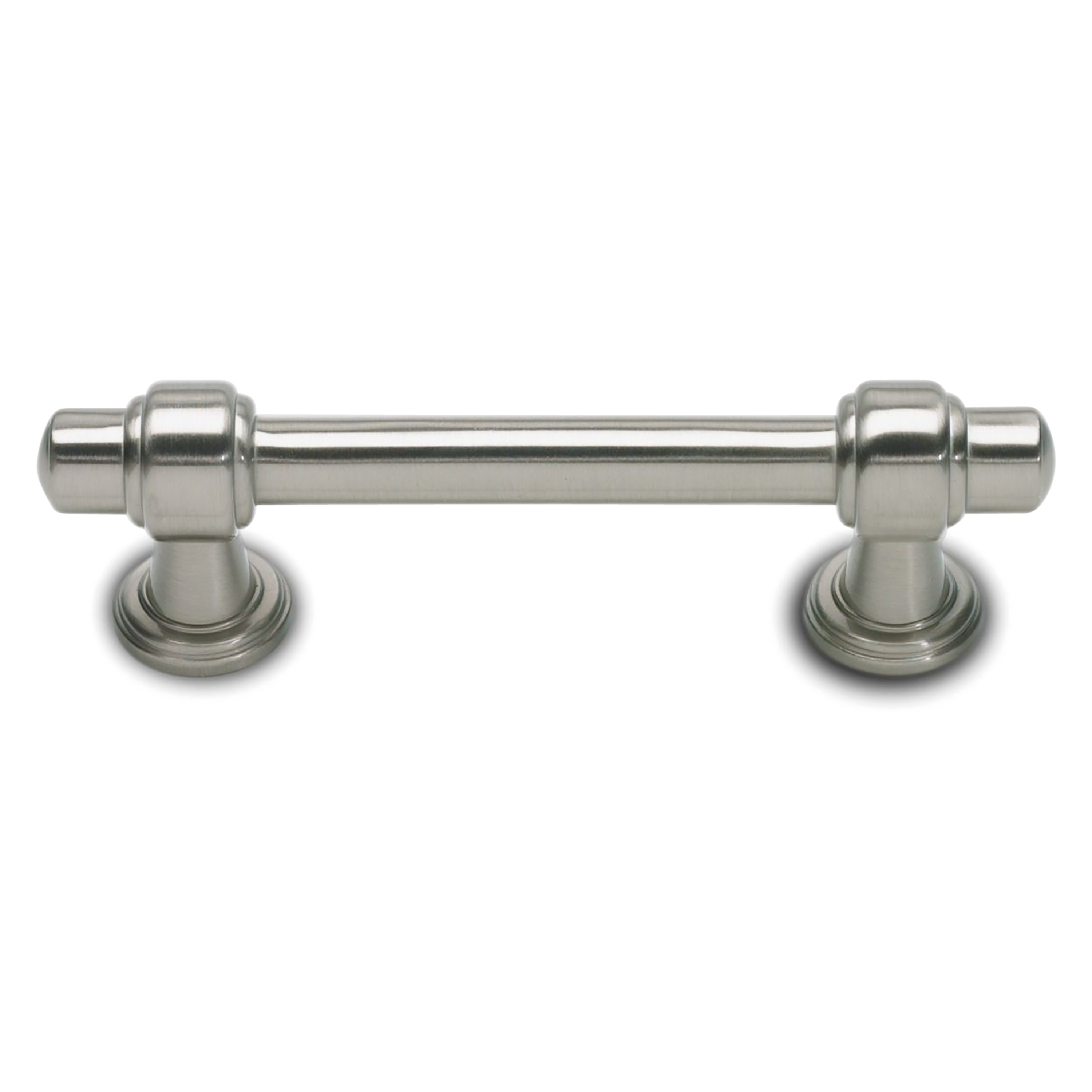 A contemporary pull with edged bar and handle details.