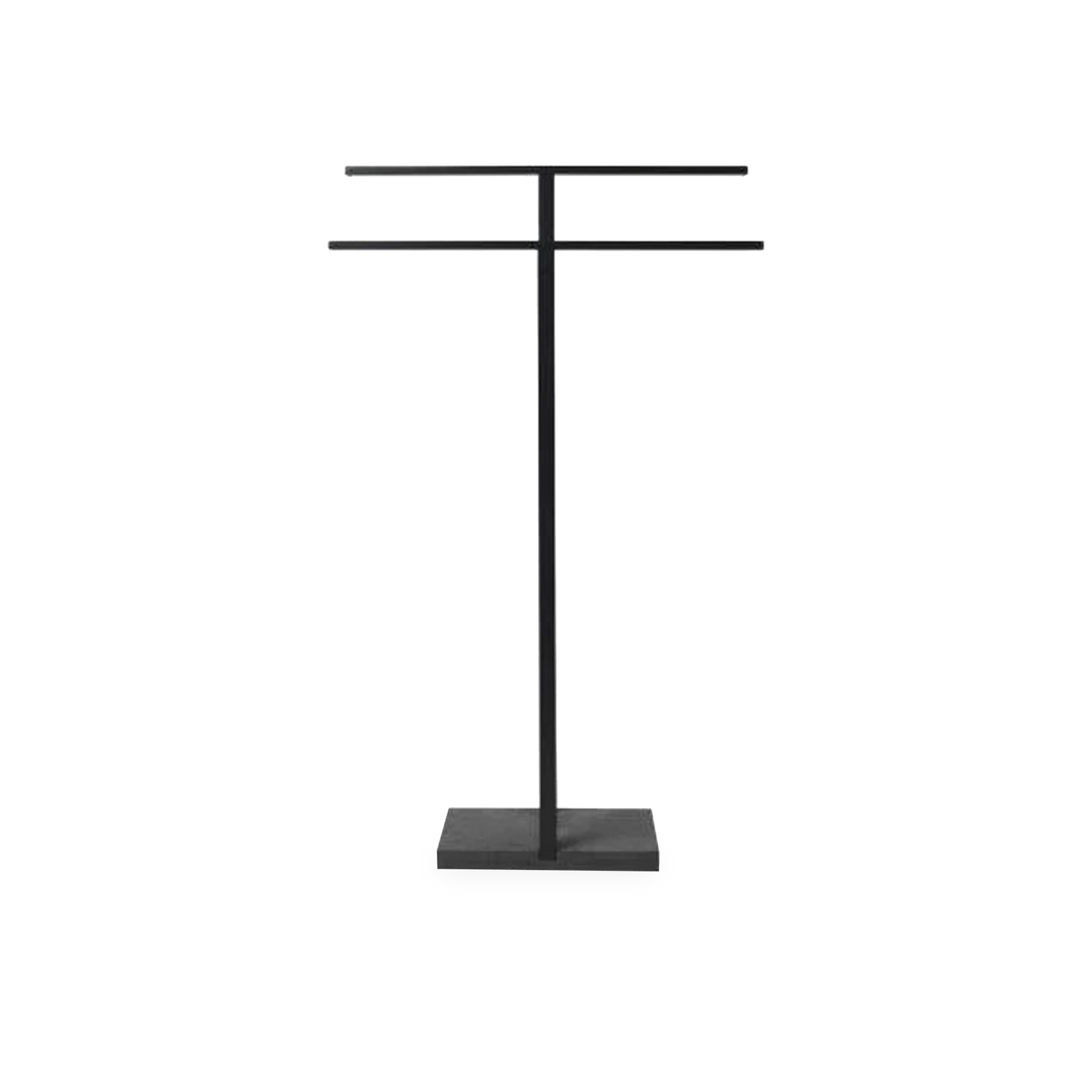The Titanium Towel Stand is a beautiful way to hang bathroom towels without damaging walls.