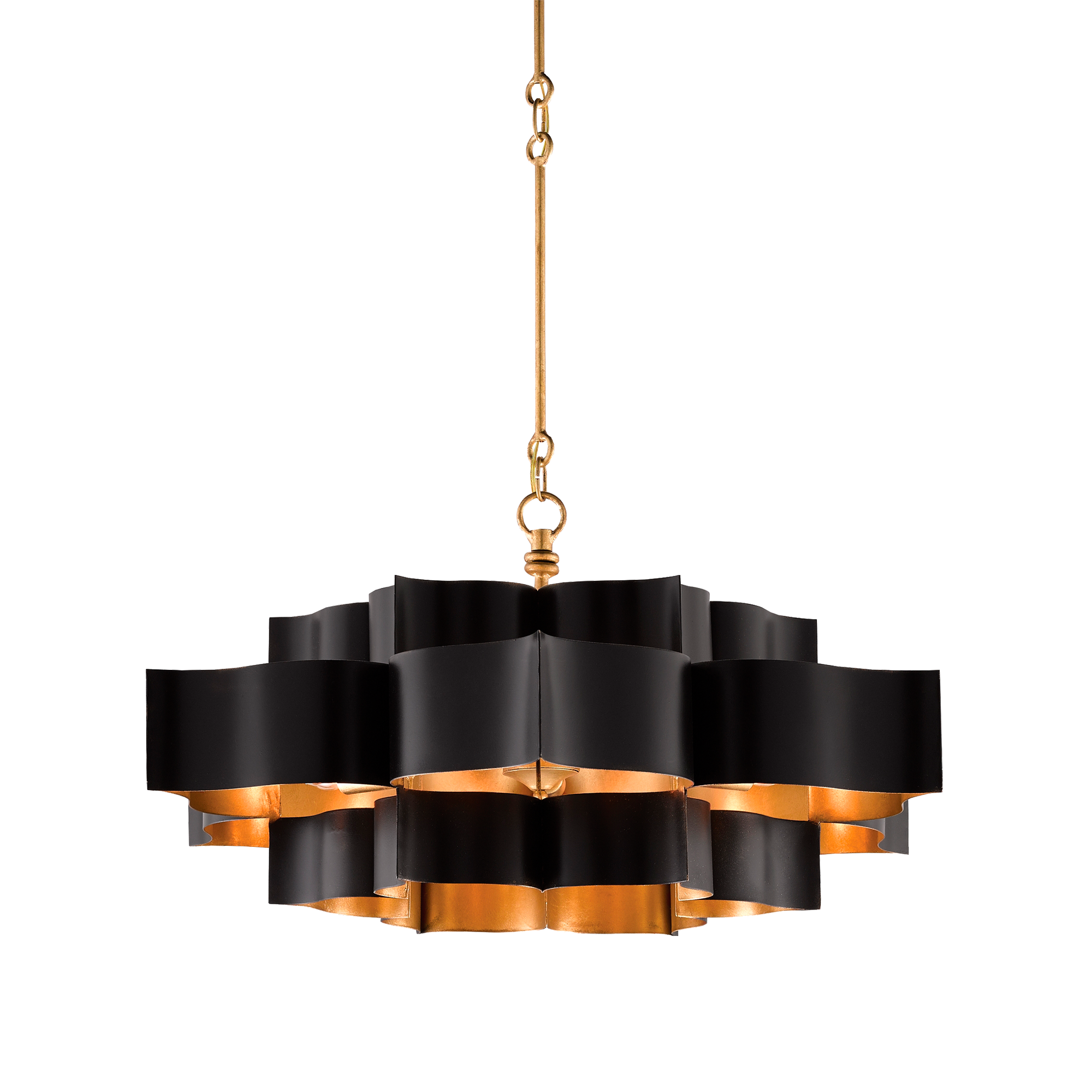 The Lotus Blossom chandelier highlights stunning workmanship in its design.