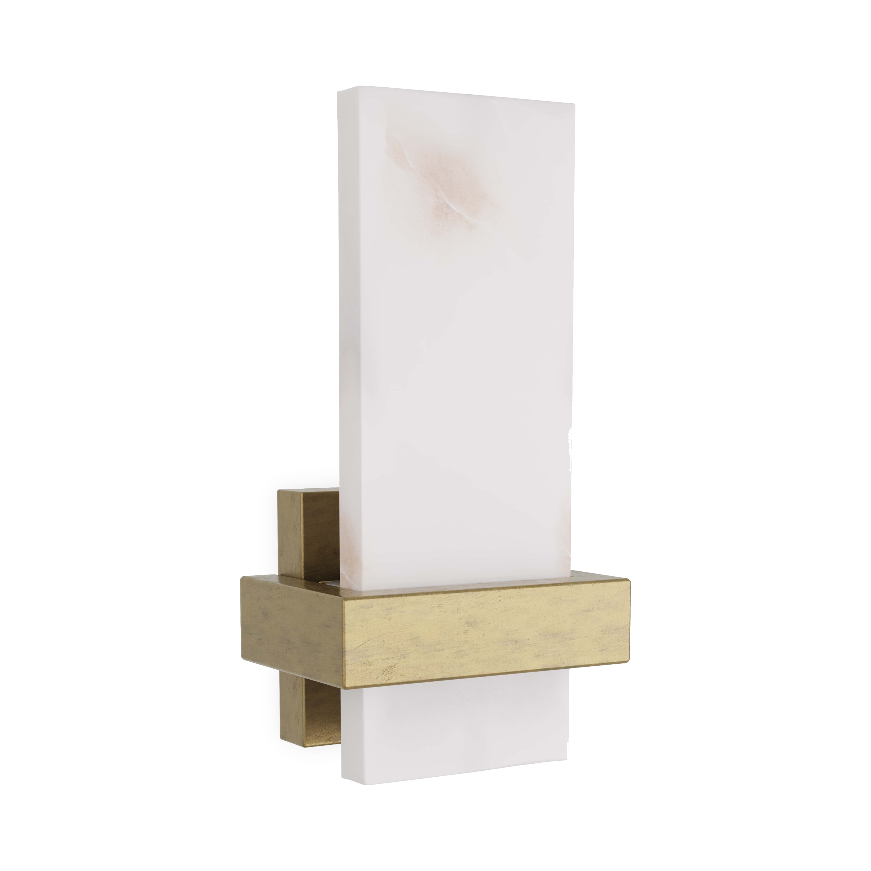 The Wembley Wall Light mounts directly from its steel frame finished in antique brass.