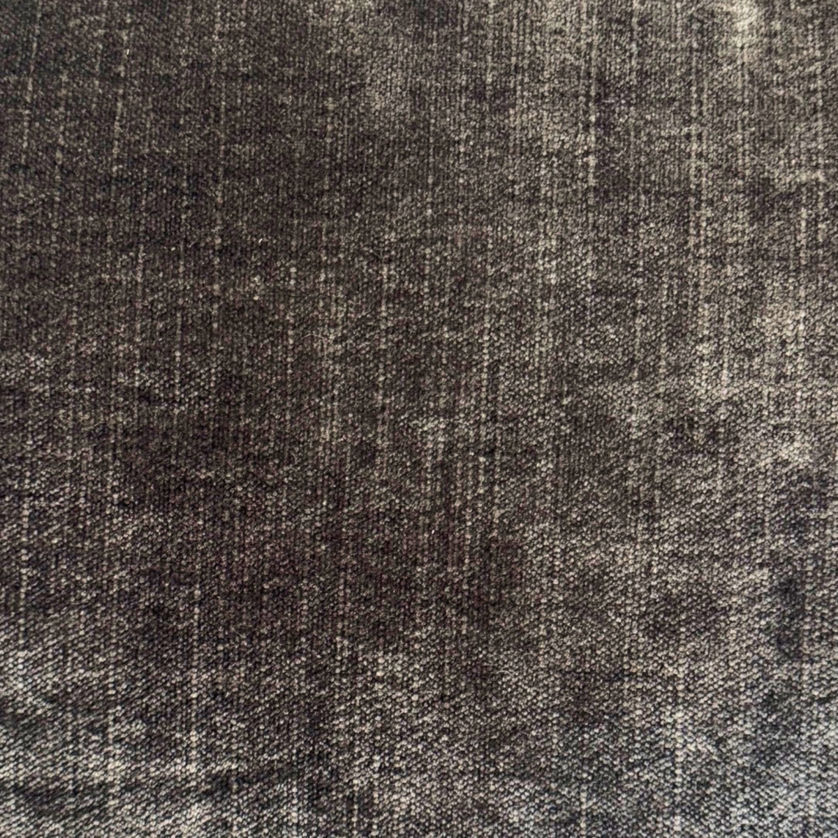Close-up showing Charcoal Brown textured velvet upholstery with a dense, low pile and cool grey mottling.