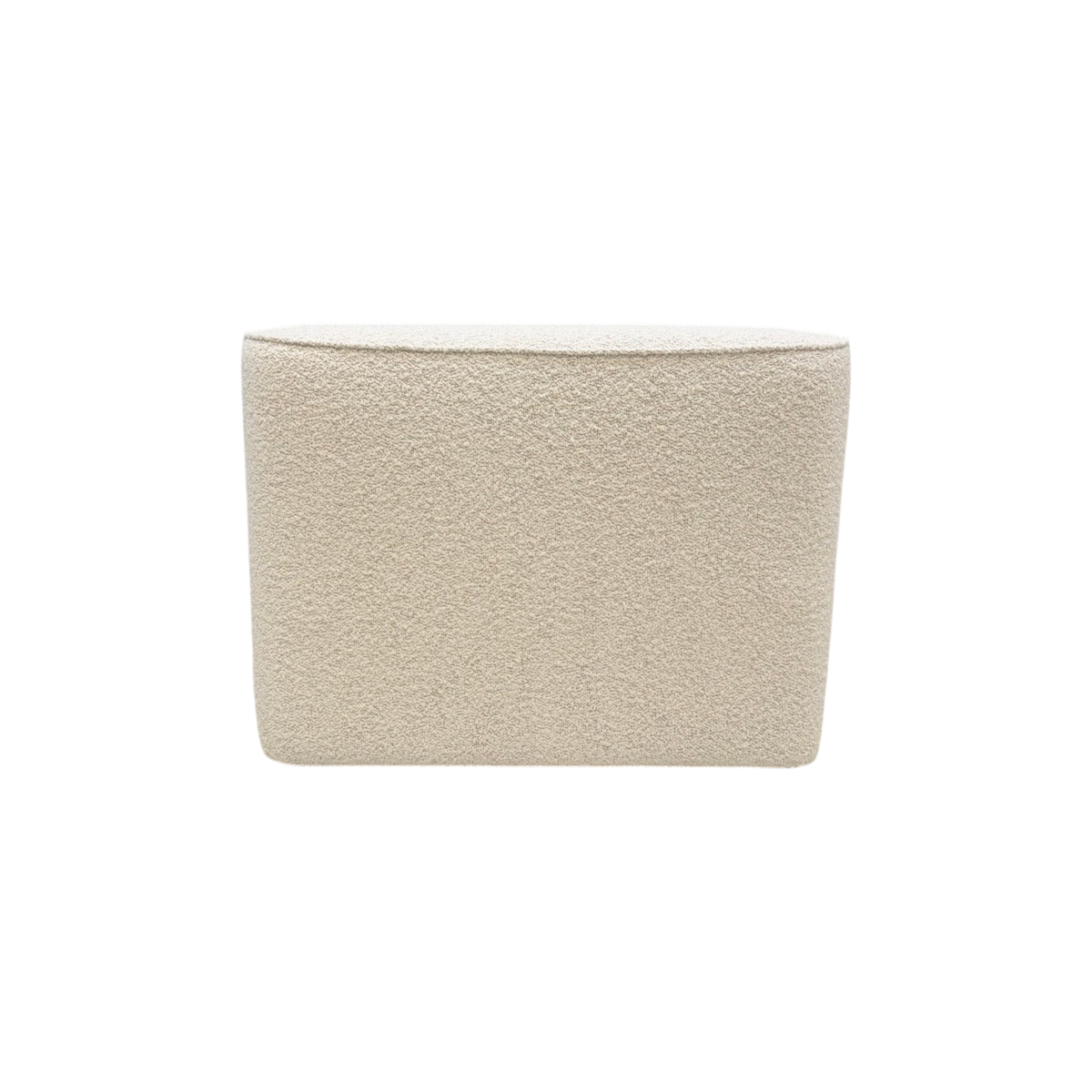Bento Modular Armless Chair in ivory bouclé, rear view showing the softly curved back and fully upholstered modular silhouette.