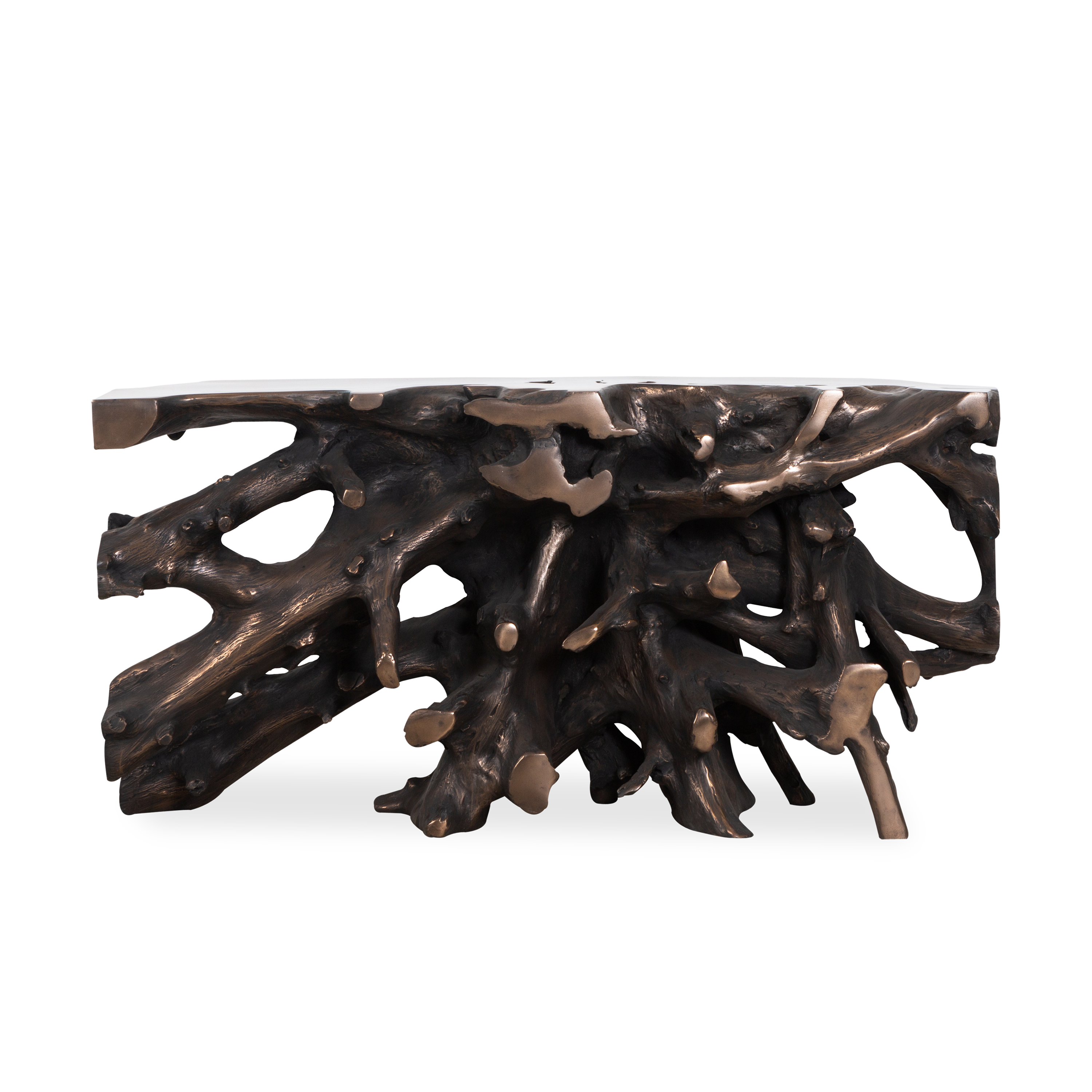 Offering a modern organic look, the Cast Root Console Table adds a touch of nature-inspired charm to your space.