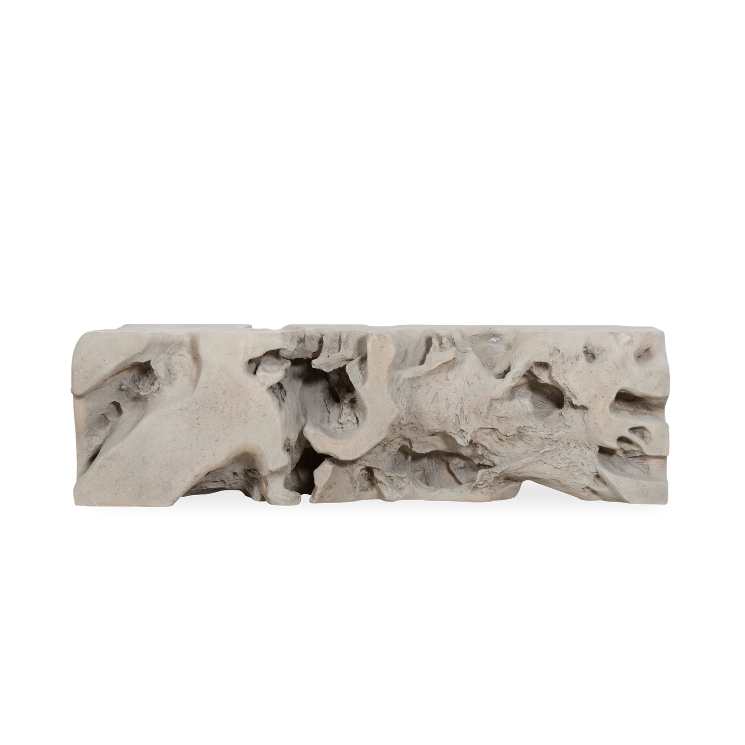 Combining the enduring beauty of aged stone and wood%2C the Freeform Bench brings the timeless allure of organic textures to your space.