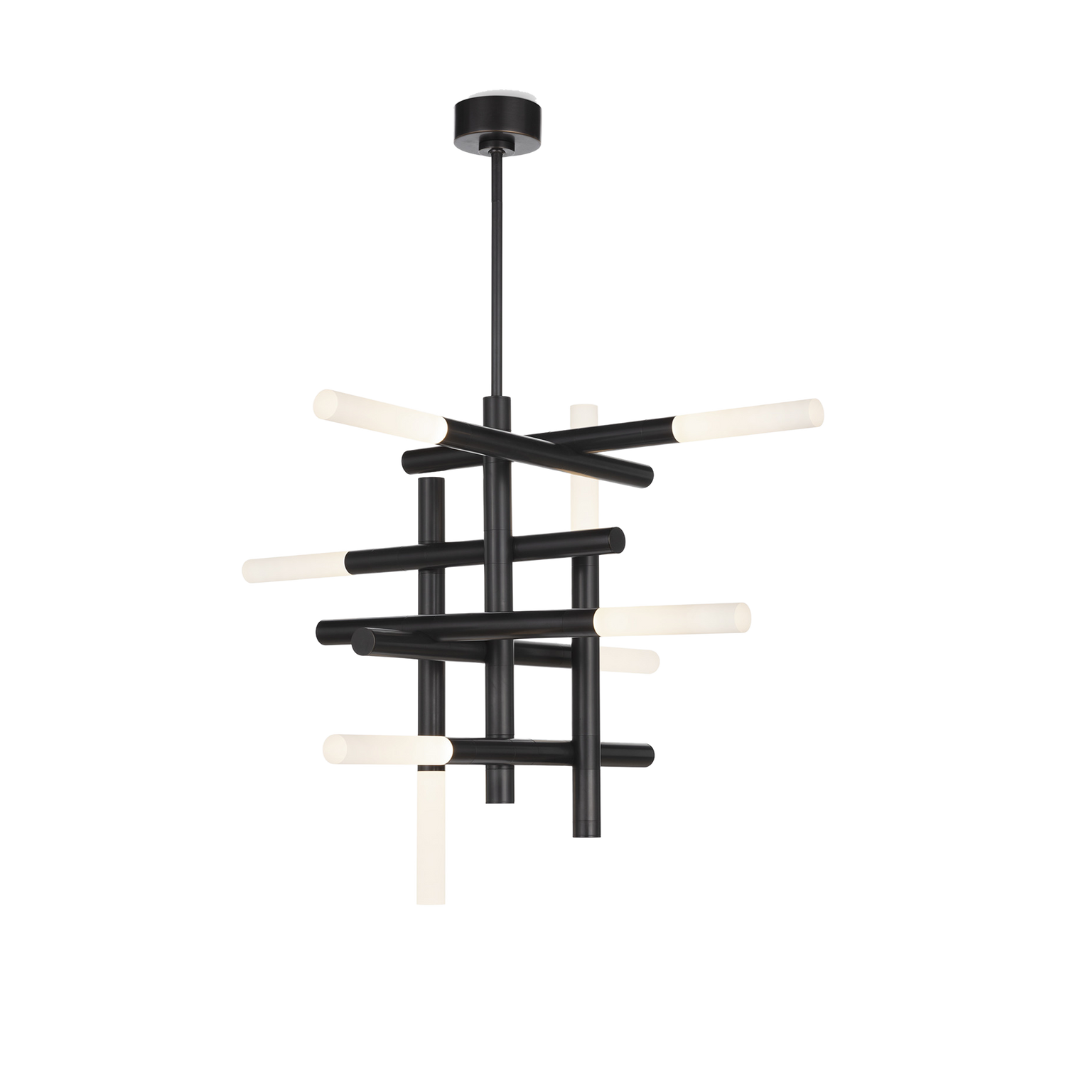 Radiating a bold aura and boasting an intricate lattice structure%2C the Cass Chandelier steals the spotlight.