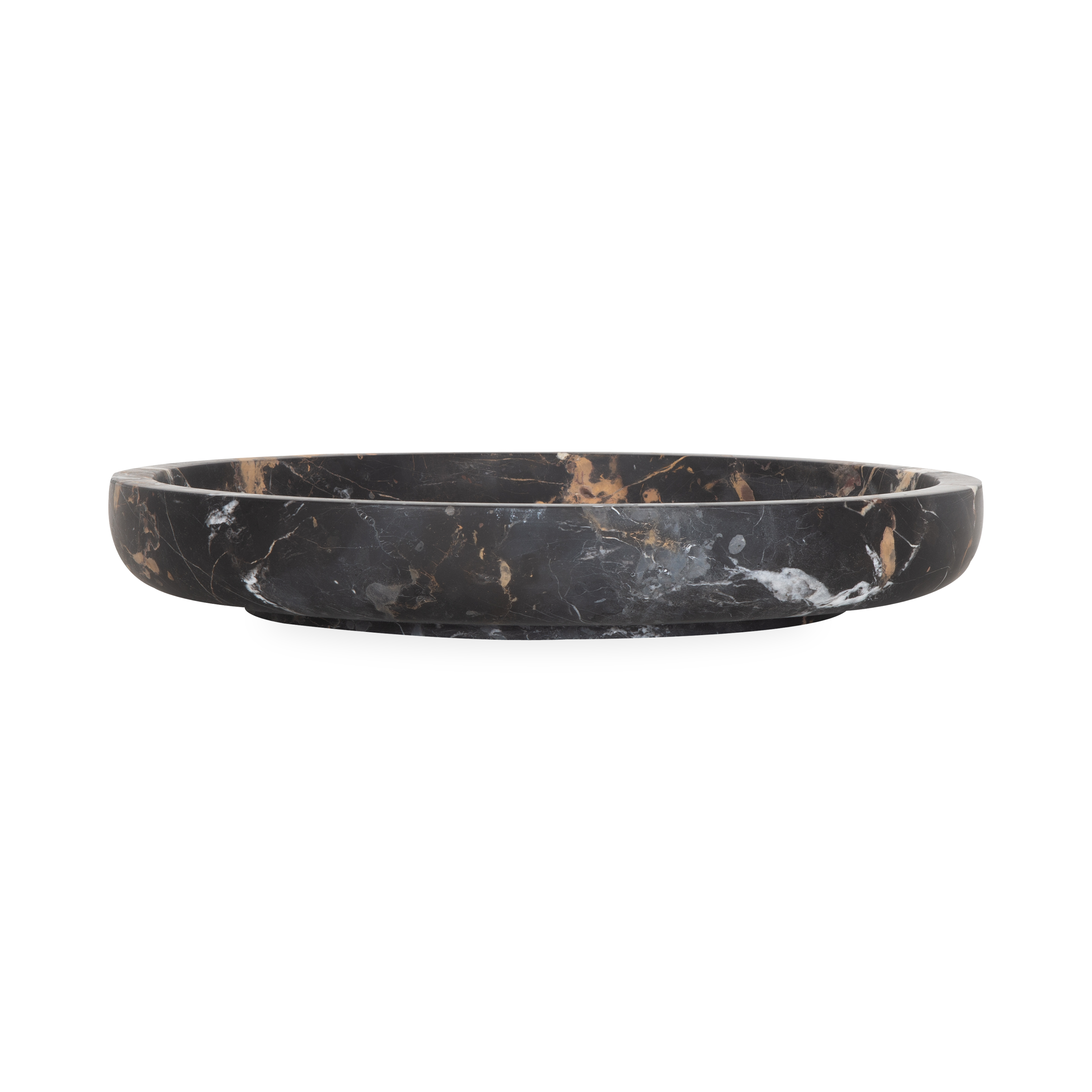 Providing luxurious and confidently stable elements, this captivating bowl is made with black marble with a touch of white and gold veining.