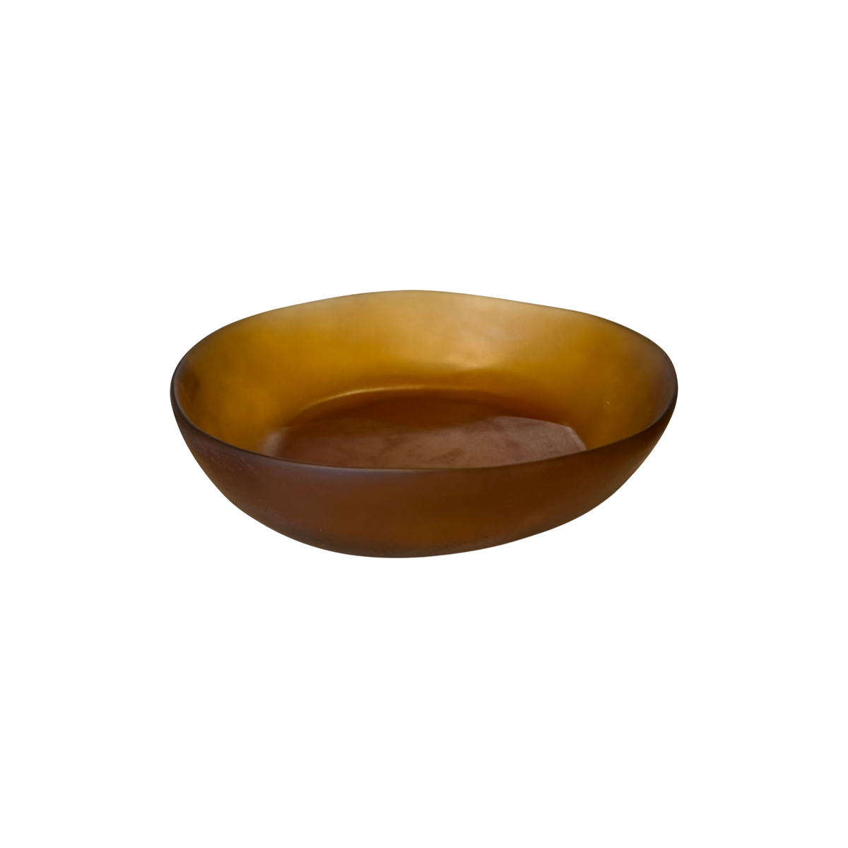 Large Resin Bowl in warm amber-brown translucent resin with a low rounded profile and organic irregular rim.