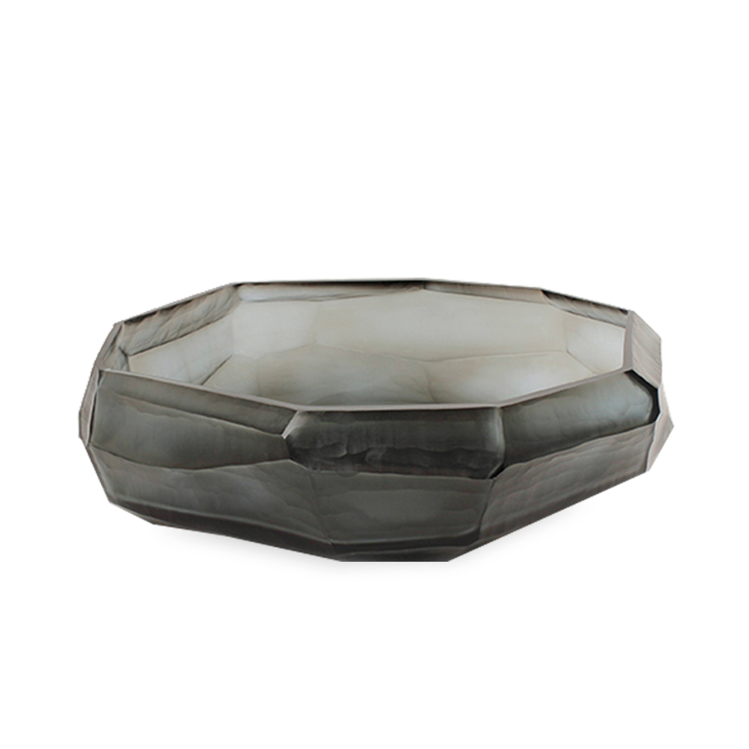 Characterized by its faceted detailing and asymmetric silhouette, the Cubist Glass Bowl is carefully handmade from mouthblown glass from skilled artisans.
