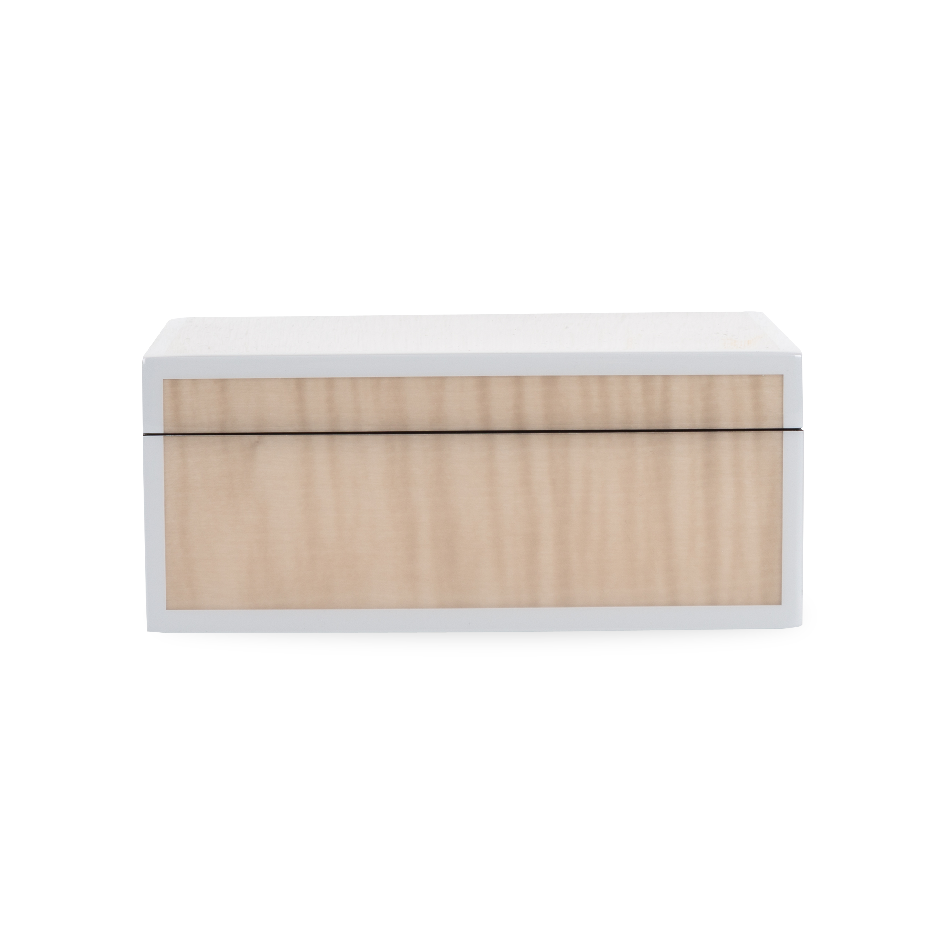 The Lacquered Sycamore Burl Box uses hand-crafted lacquered wood that is produced by the traditional method of hand-pouring multiple layers of lacquer and hand-polishing each layer