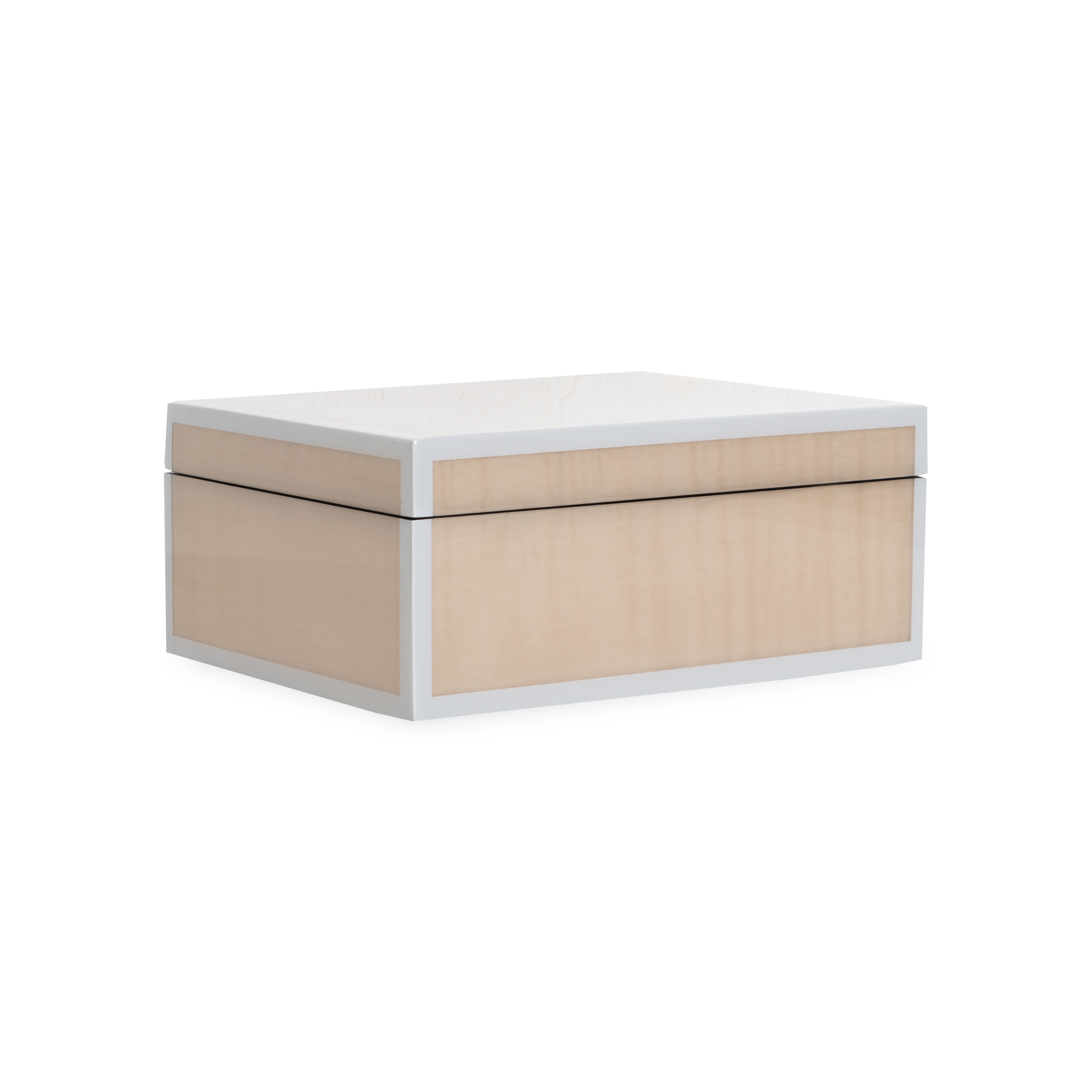The Lacquered Sycamore Burl Box uses hand-crafted lacquered wood that is produced by the traditional method of hand-pouring multiple layers of lacquer and hand-polishing each layer