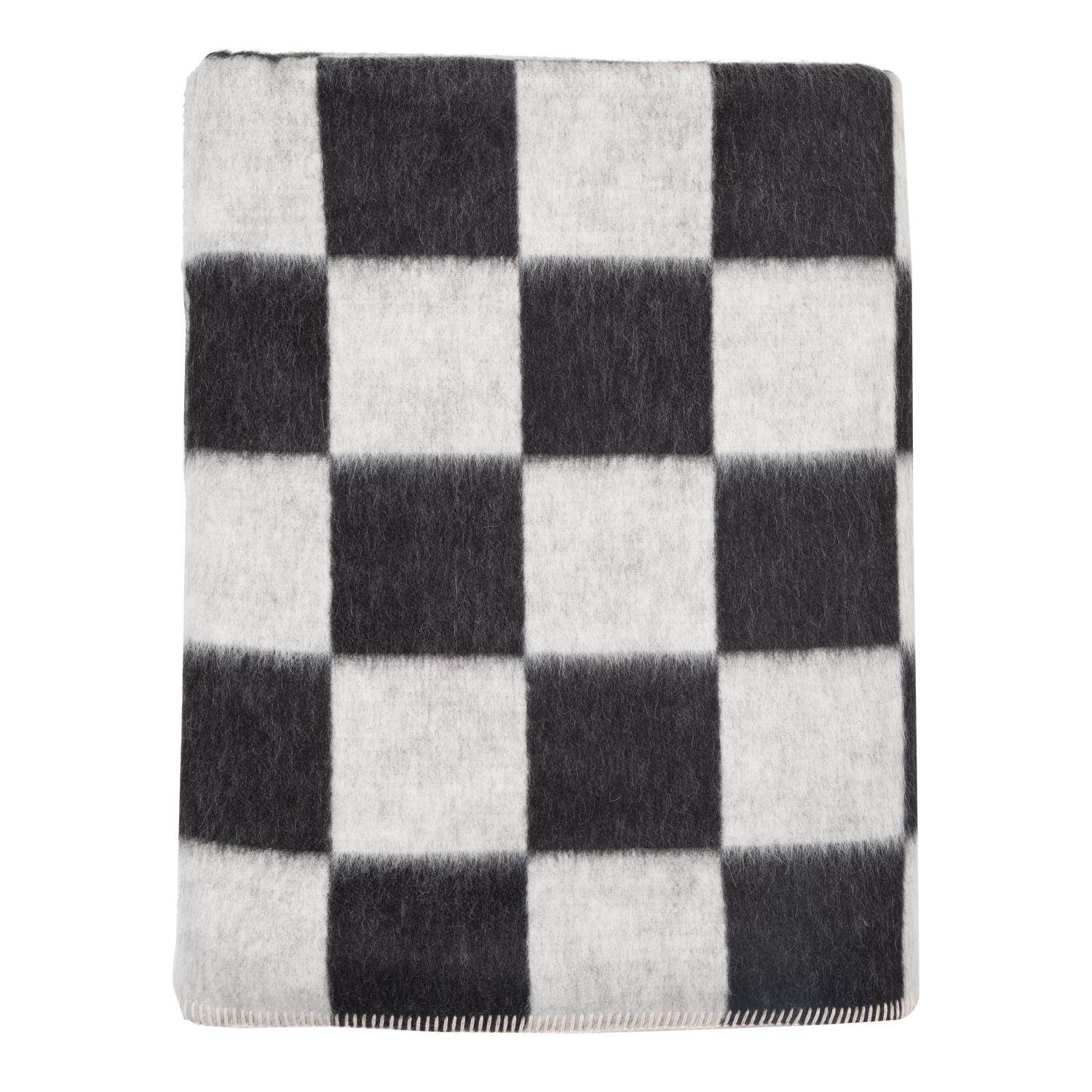 Presenting a luxuriously soft texture%2C the Crosby Check Throw is woven with natural superfine alpaca wool and undyed Peruvian cotton.