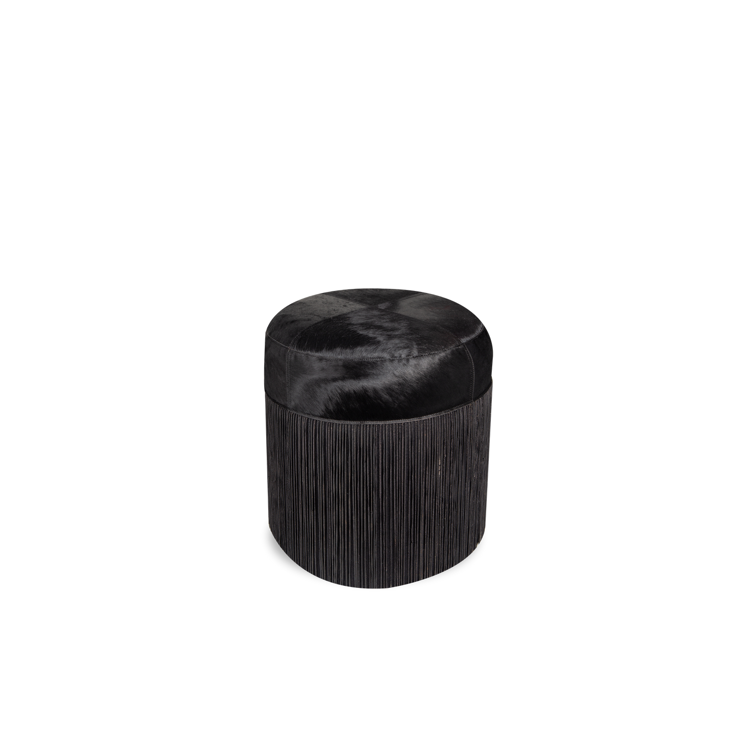 Handcrafted by artisans in India%2C the Unchained Hide Pouf offers a touch of glamour to any space.