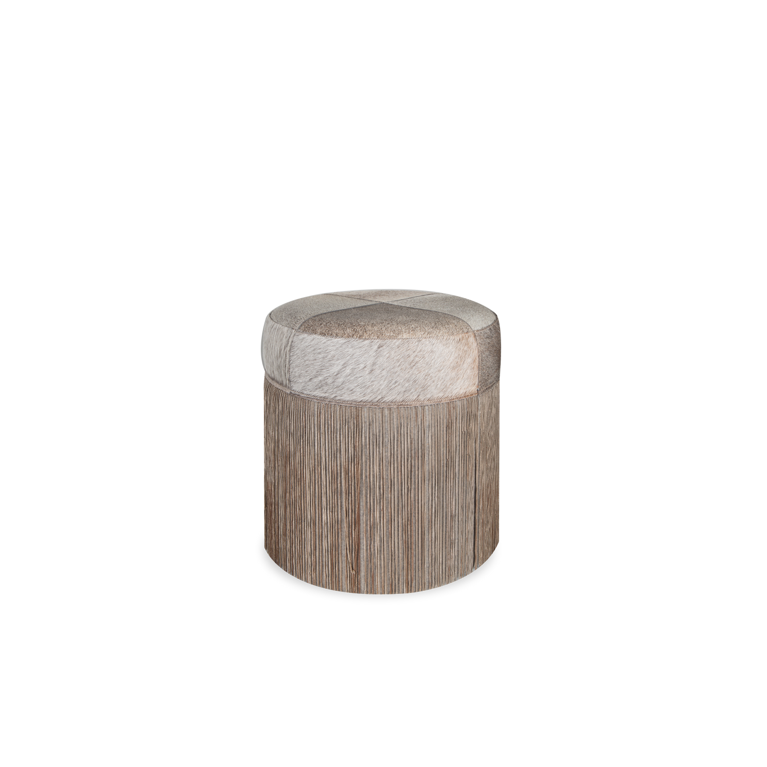 Handcrafted by artisans in India%2C the Unchained Hide Pouf offers a touch of glamour to any space.