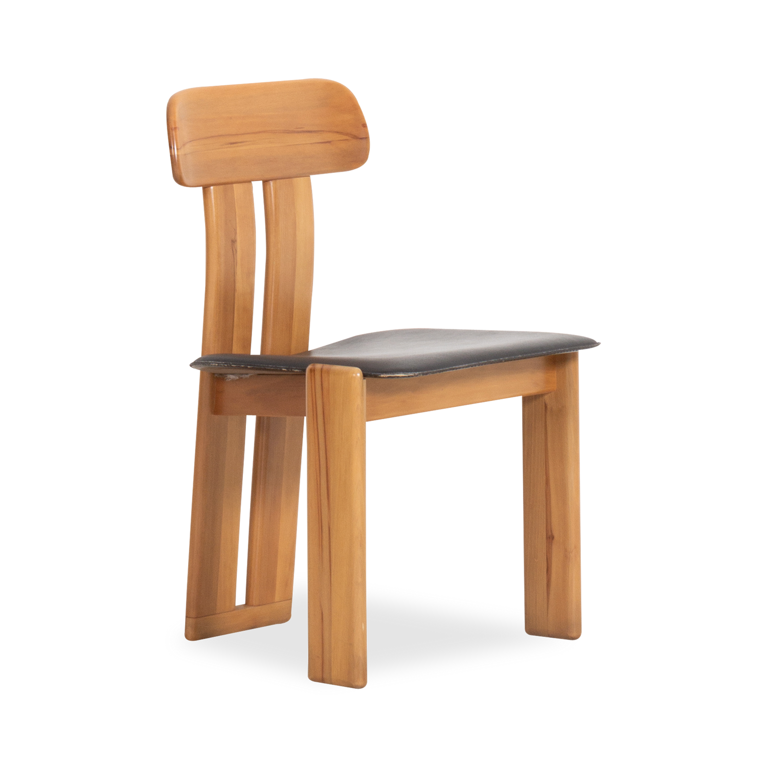 Offering a stylish mix of black leather and Italian walnut%2C this iconic vintage Sapporo Chair was designed for Mario Marenco for Mobil Girgi%2C circa 1970s.