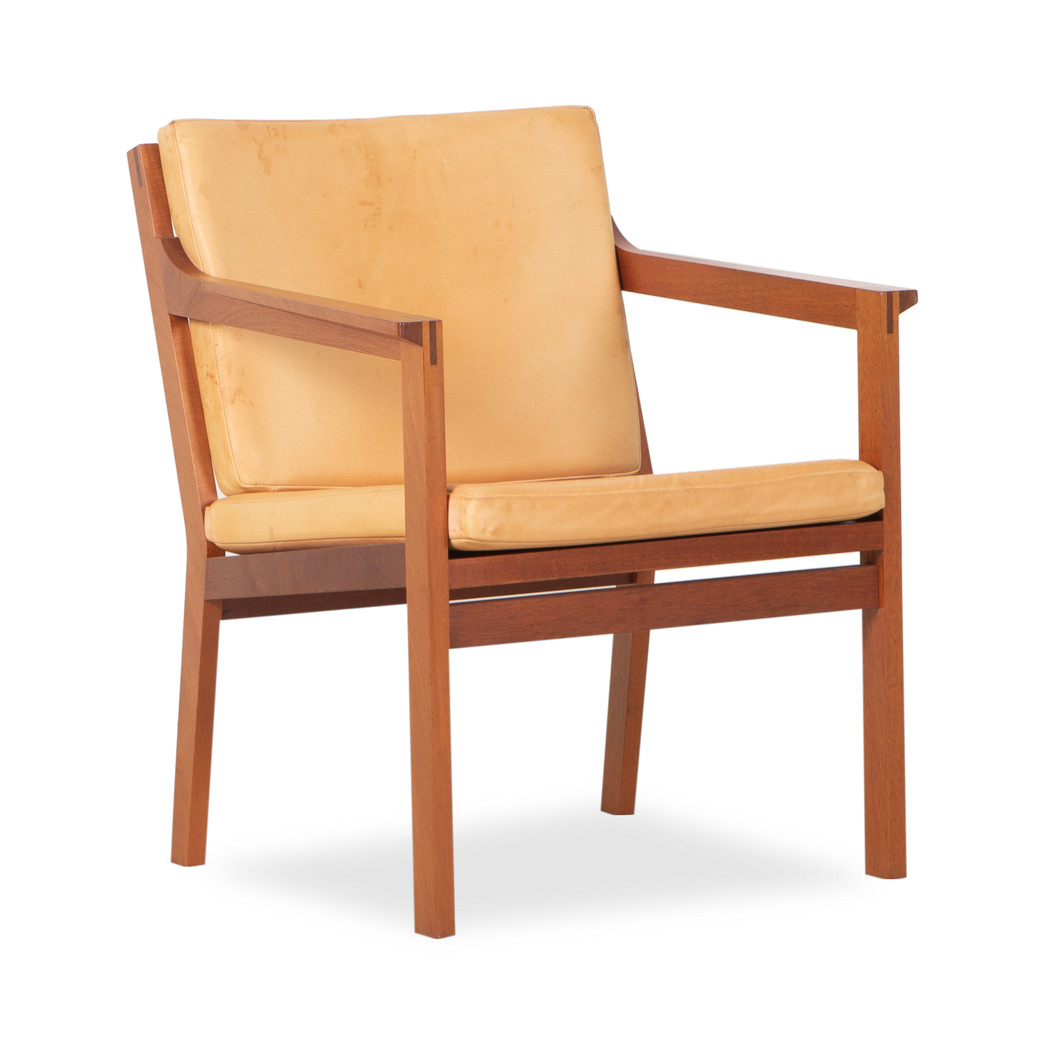 Clean and elegant%2C this vintage leather armchair was designed by Christian Hvidt for Soborg Mobler%2C circa 1980s.