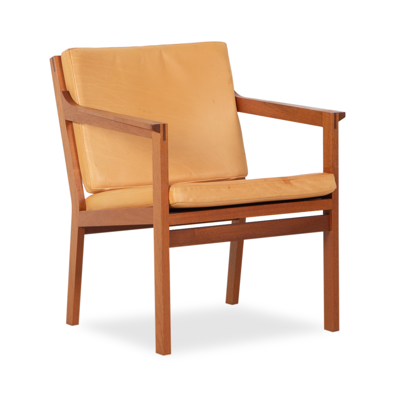 Clean and elegant%2C this vintage leather armchair was designed by Christian Hvidt for Soborg Mobler%2C circa 1980s.