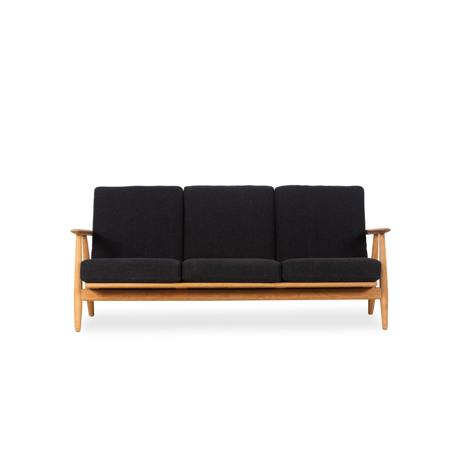 An icon of Danish design%2C this vintage GE-240 Cigar Sofa was designed by Hans Wegner and manufactured by GETAMA%2C circa 1950s.