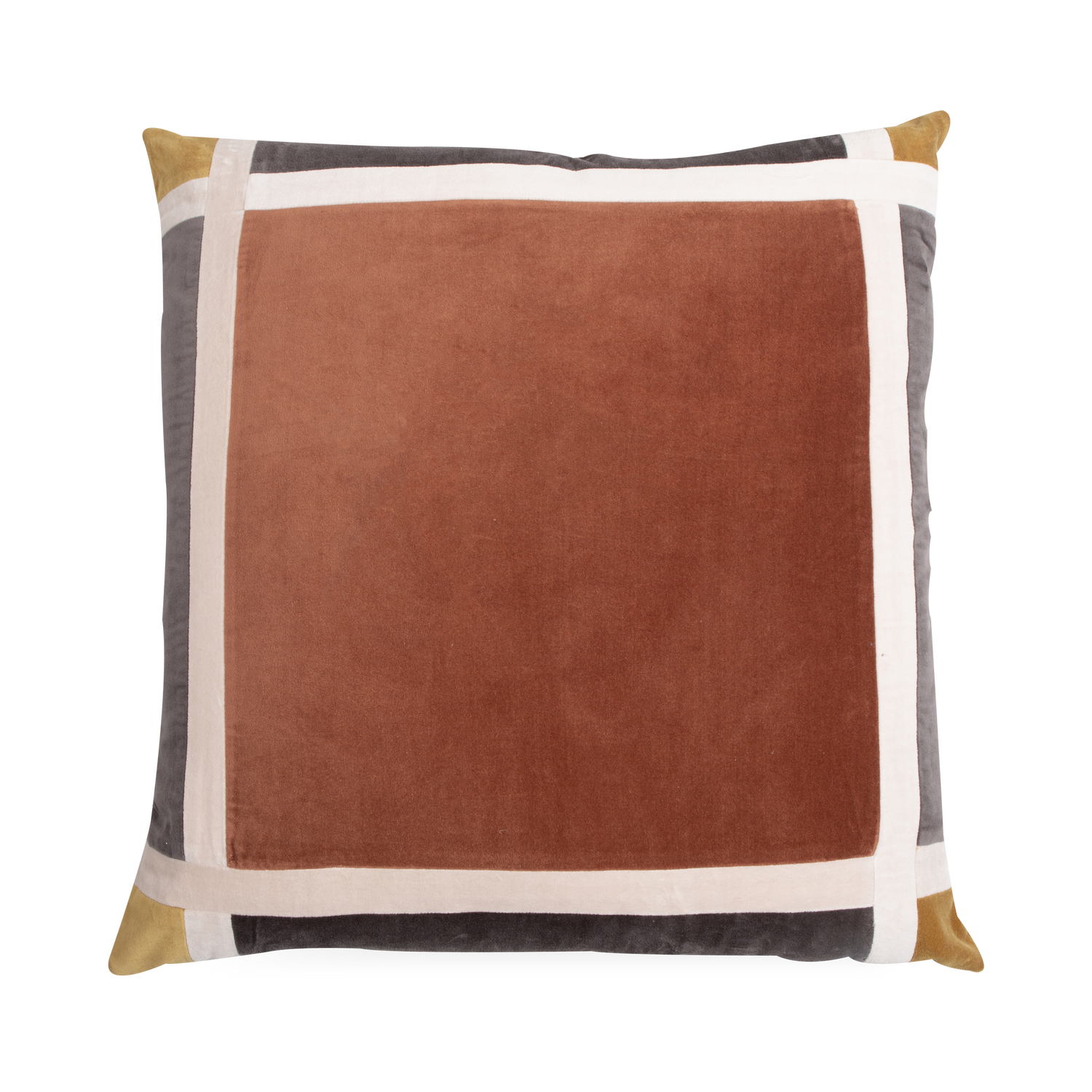 Defined by its textural opulence and interposed border%2C the Velvet Border Pillow provides a vibrant expression of colour that can elevate any living area it resides in.