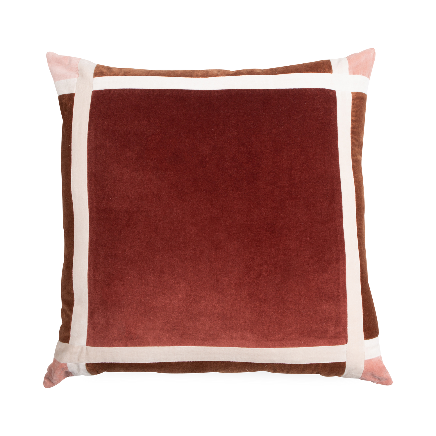 Defined by its textural opulence and interposed border%2C the Velvet Border Pillow provides a vibrant expression of colour that can elevate any living area it resides in.
