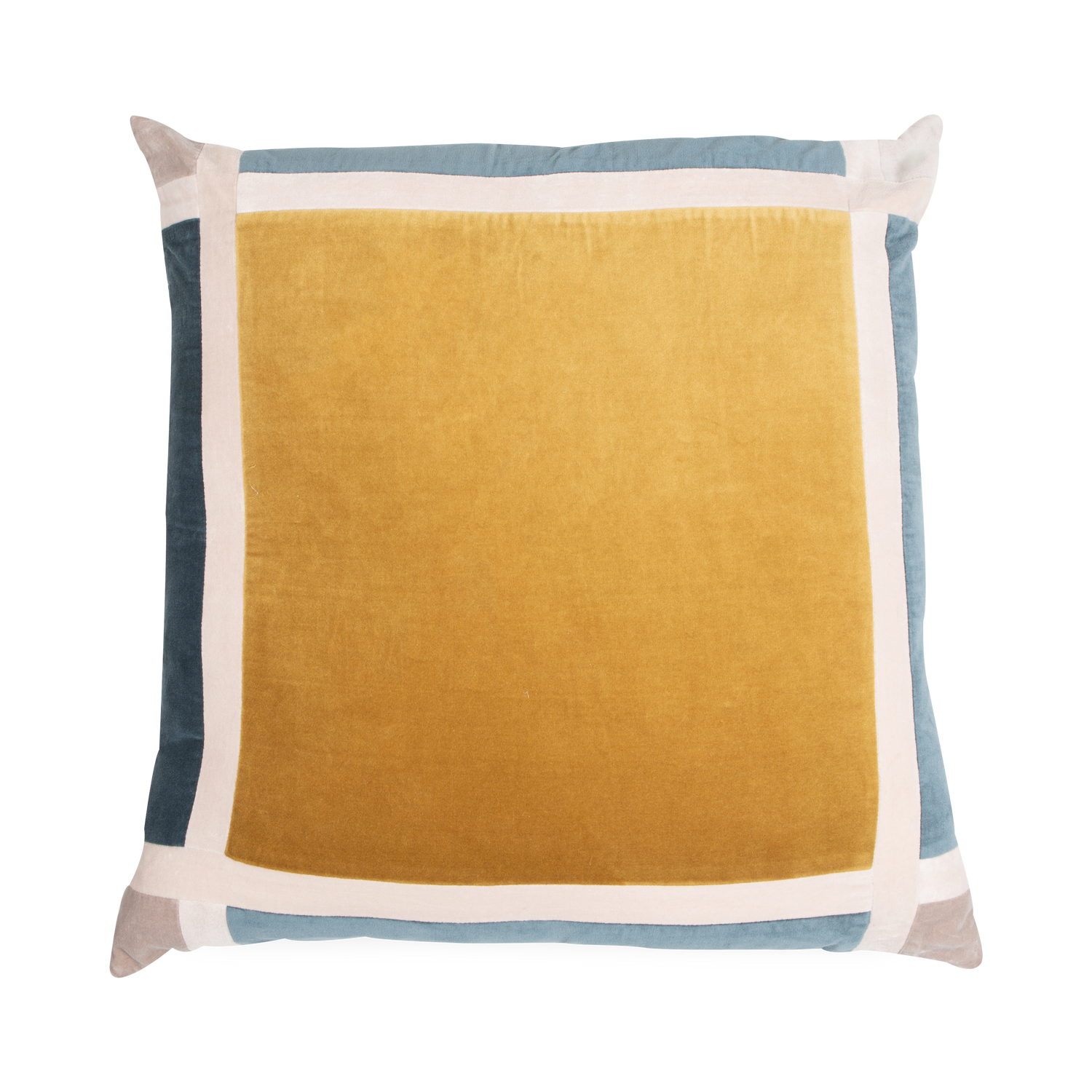 Defined by its textural opulence and interposed border%2C the Velvet Border Pillow provides a vibrant expression of colour that can elevate any living area it resides in.