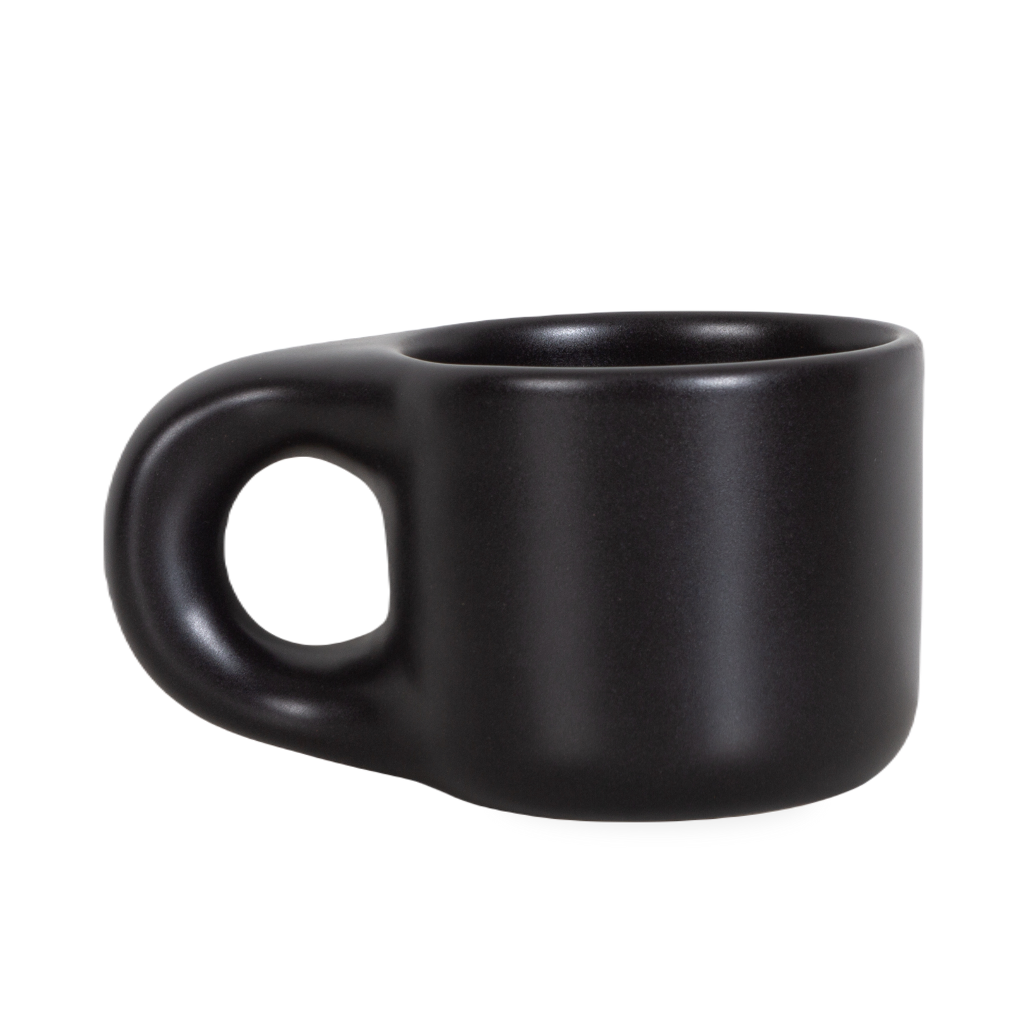 Cast in stoneware from a hand-formed original%2C the Dough Stoneware Mug has a minimalist%2C sculptural quality complemented by an outsized handle%2C creating a uniquely portioned silhou