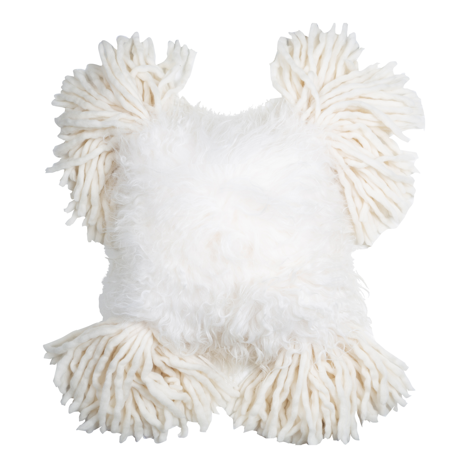 Exceptionally captivating through textural appeal and vibrant styling%2C the Sheepskin Tassel Pillow will adds a luxurious and uniquely engaging element to any living area it resides