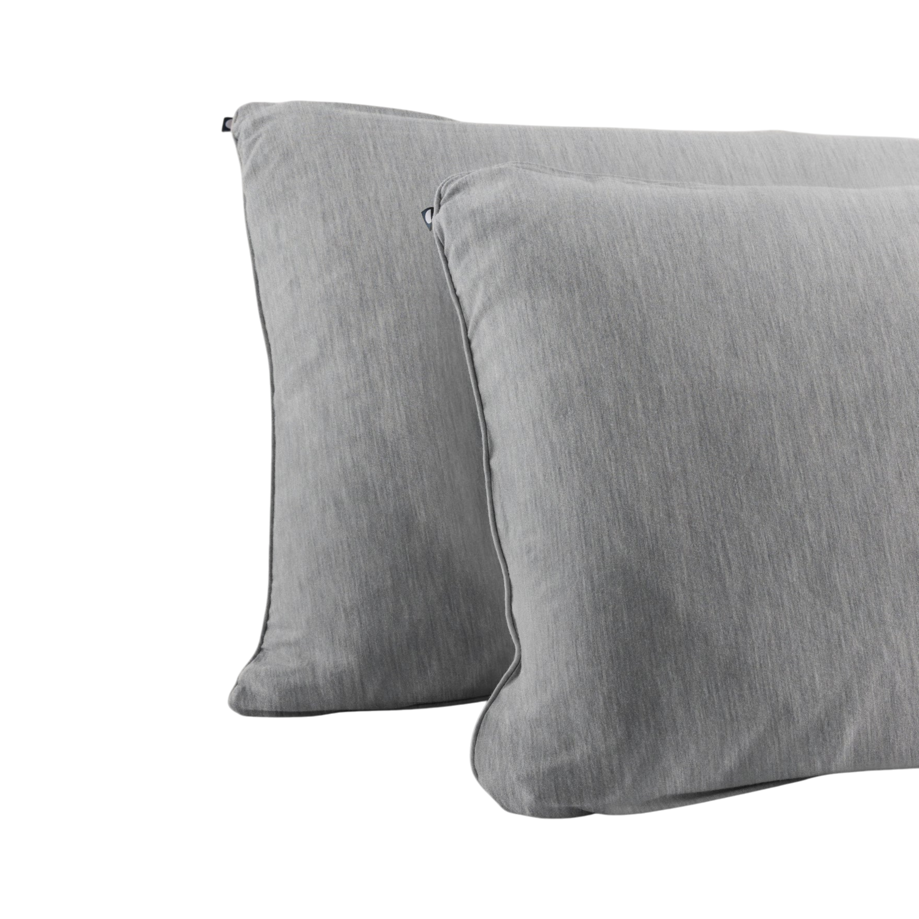 Merino Pillowcase Set of 2 in granite, featuring a soft heathered grey tone, subtly textured fabric and clean piped edges.