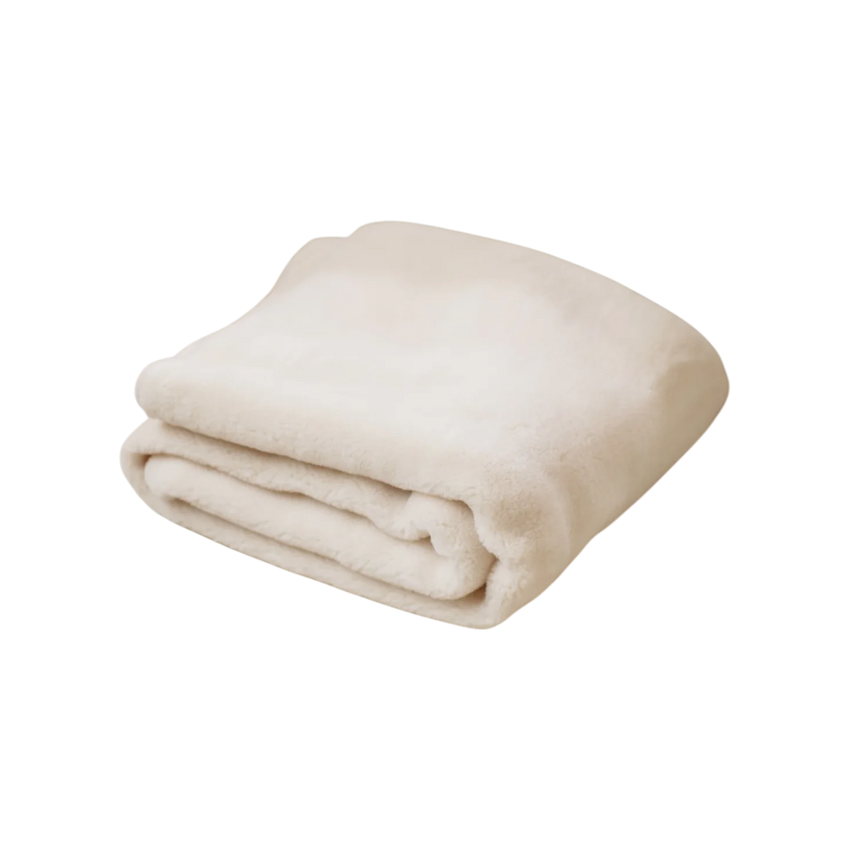 Merino Fleece Throw in Ivory Tusk, folded to show its soft plush texture and warm ivory tone.