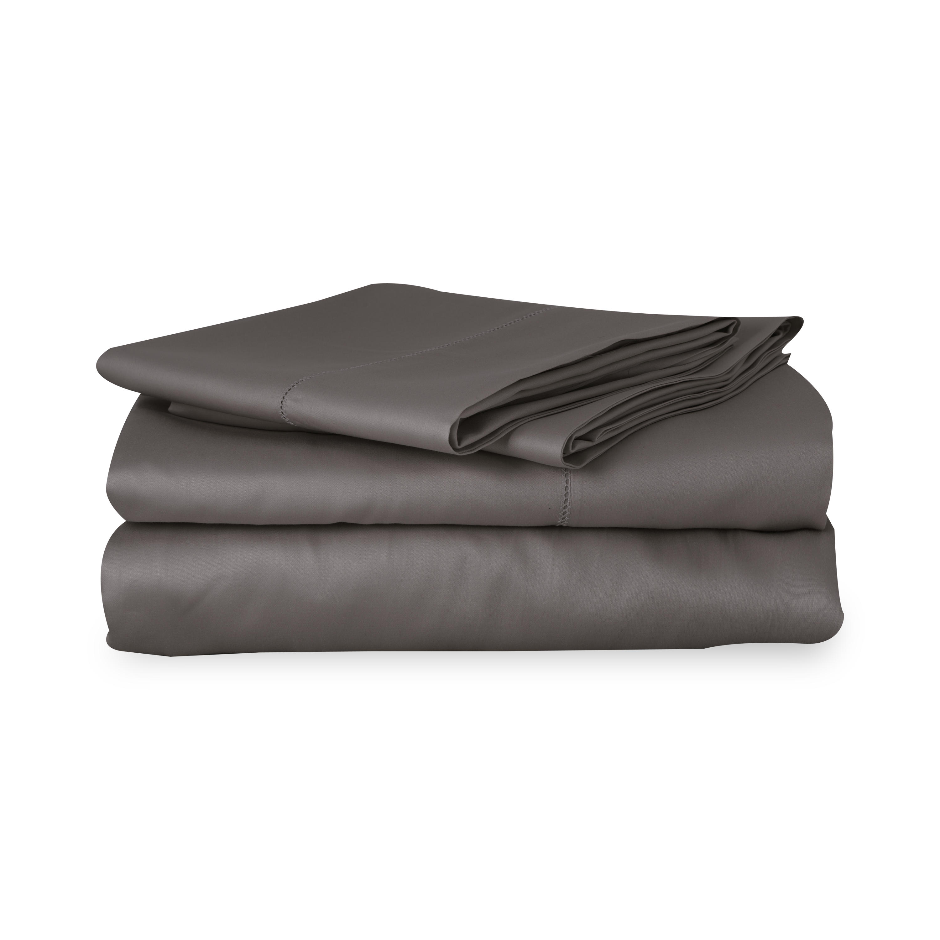 An elegant row of open hemstitching frames this silky, soft sateen collection.