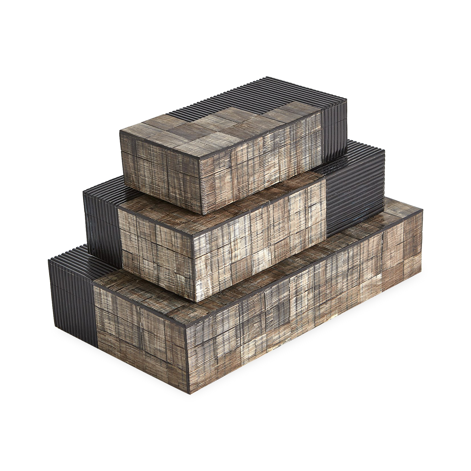 The Ribbed Horn Box is handmade of ribbed horn and resin with a burnt stained finish.