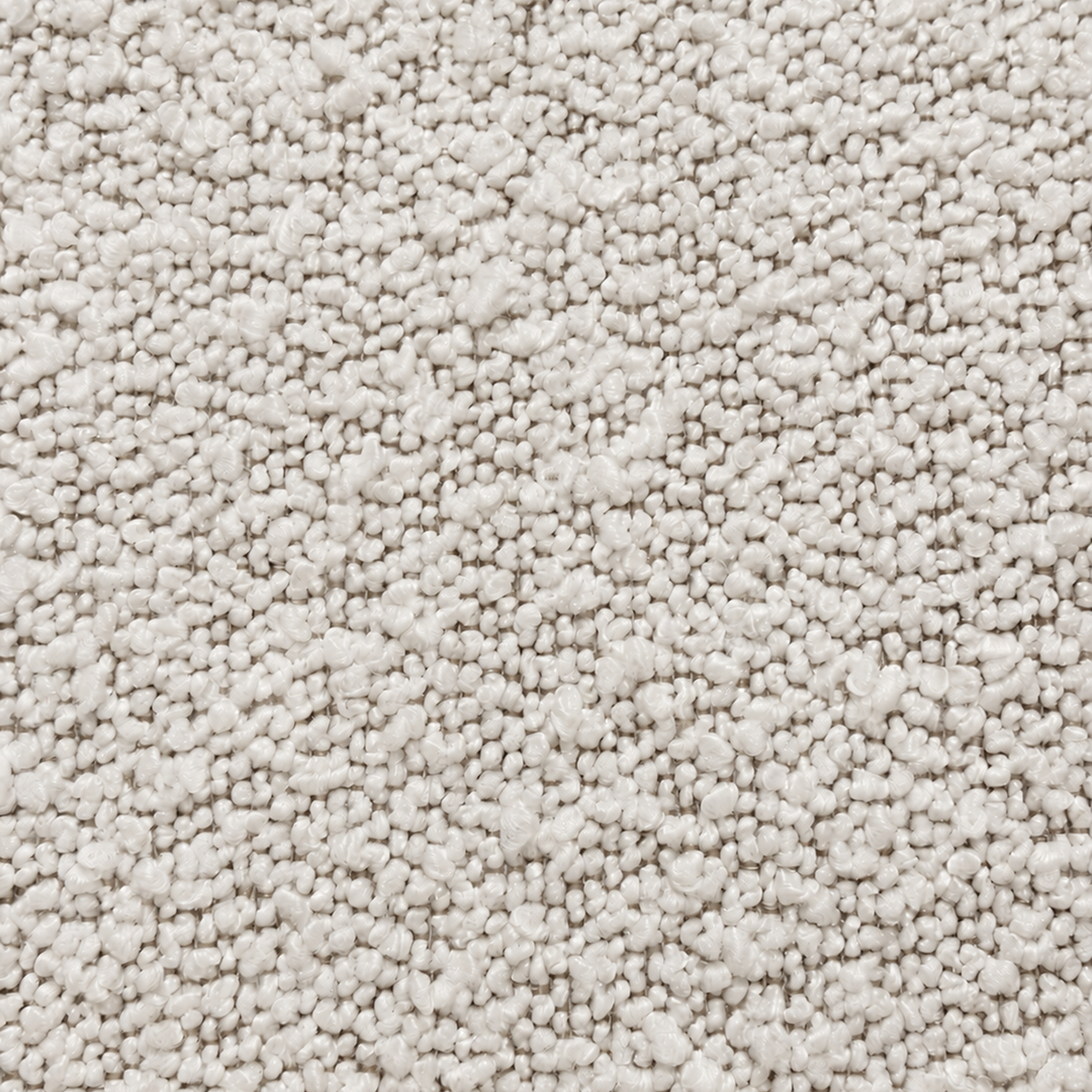 Bento Modular Sectional fabric, extreme close-up showing tightly packed, curly ivory bouclé loops with a soft sheen and the base weave just visible between them.