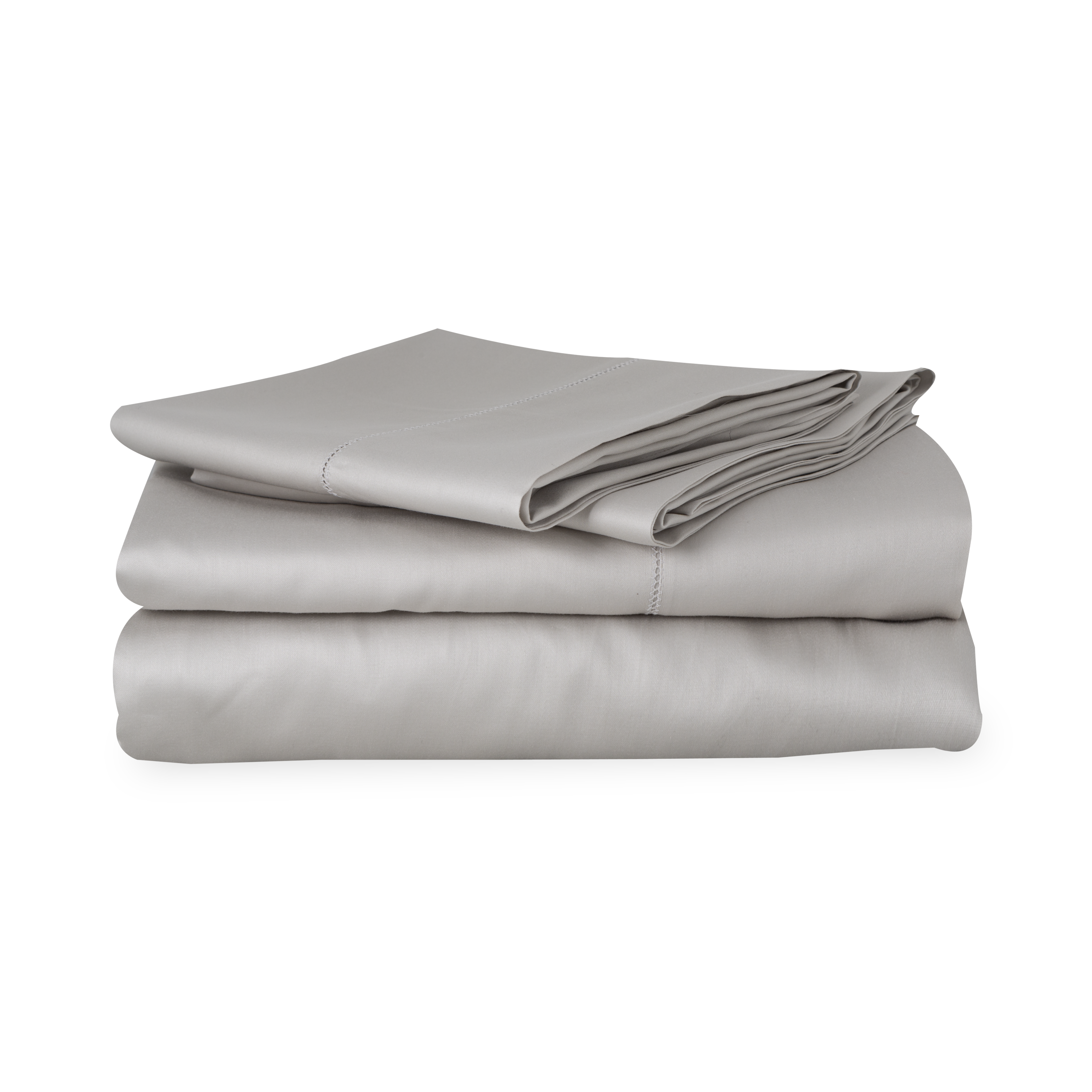 An elegant row of open hemstitching frames this silky, soft sateen collection.
