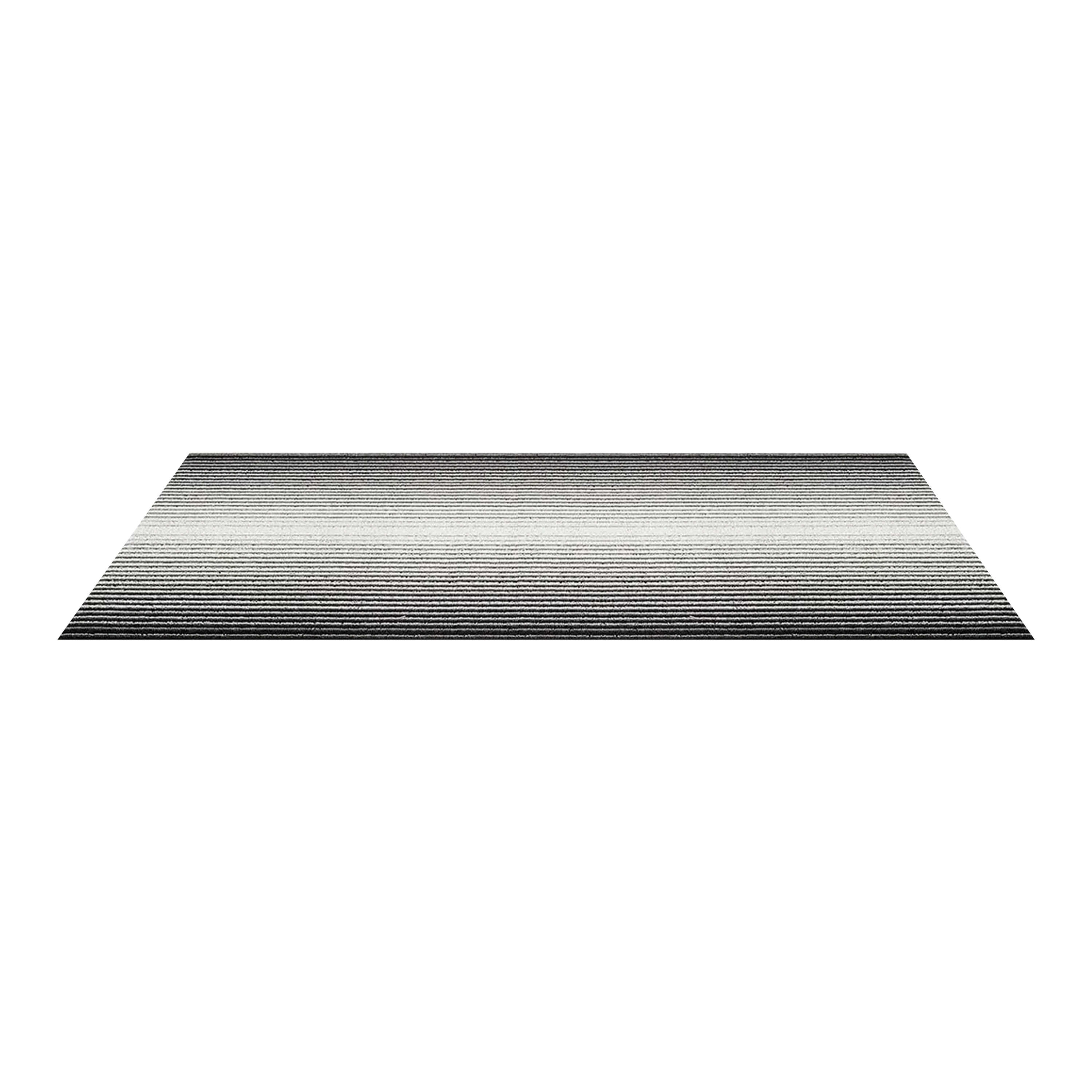 Inspired by the sharp contrast and mesmerizing motion of a cascading row of dominoes, the variegated stripes of this easy-care floor mat are at once dynamic and serene.