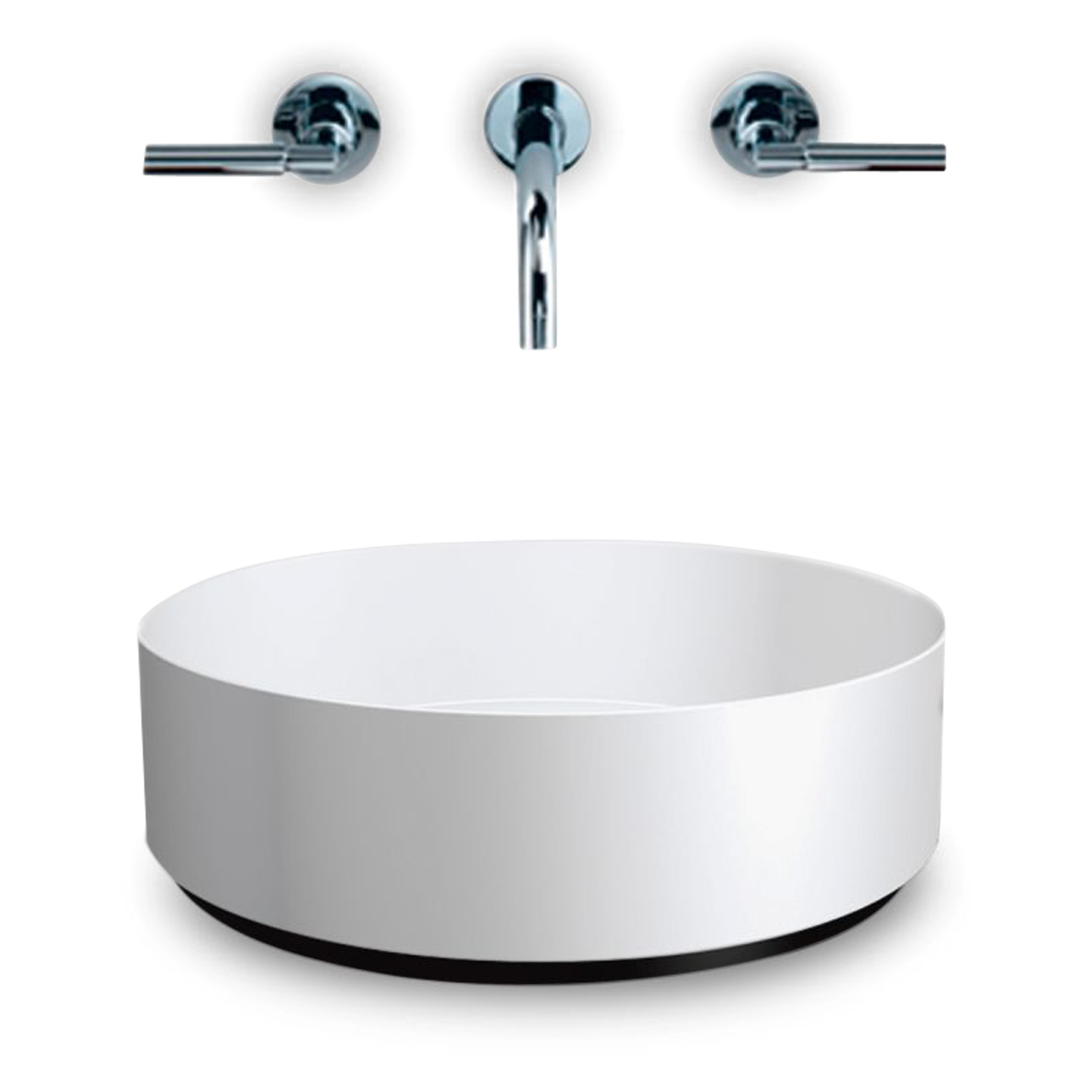 A contemporary round free-standing basin.