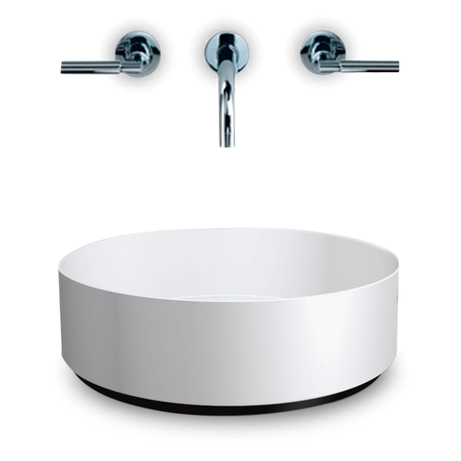 A contemporary round free-standing basin.